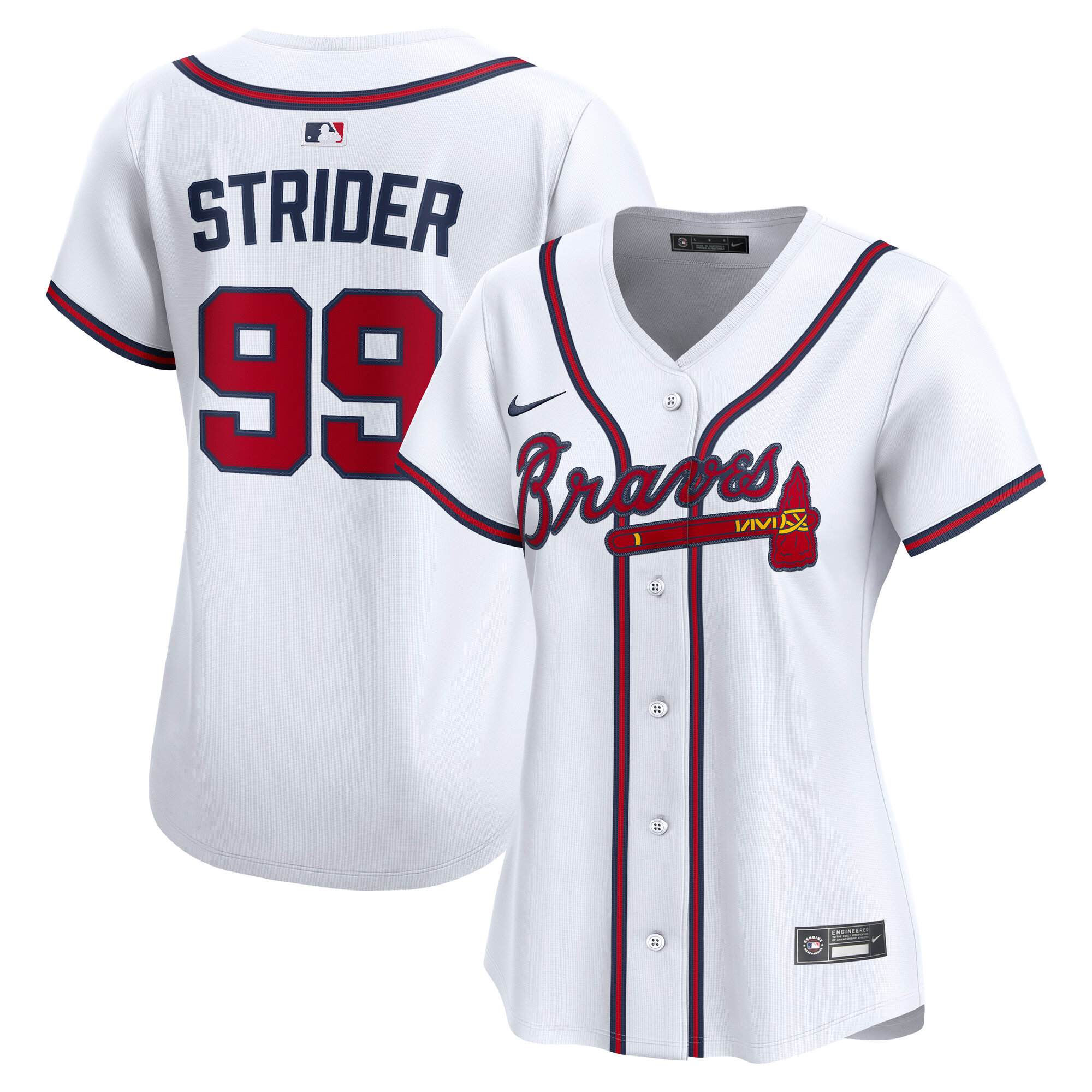 Women's Atlanta Braves Spencer Strider White Home Limited Player Baseball Jersey - JS960