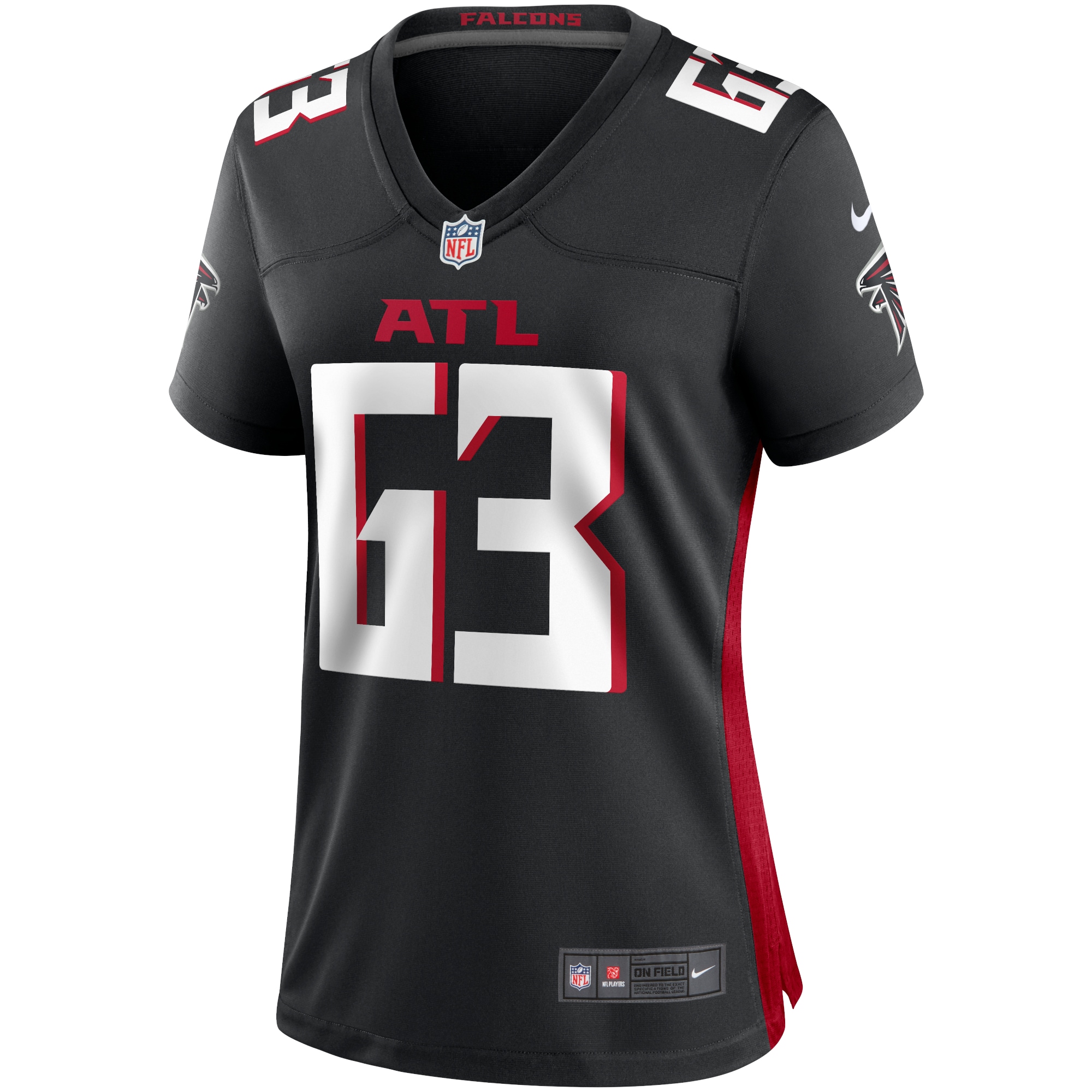 Alternative view of Women's Atlanta Falcons Chris Lindstrom Black Game Baseball Jersey