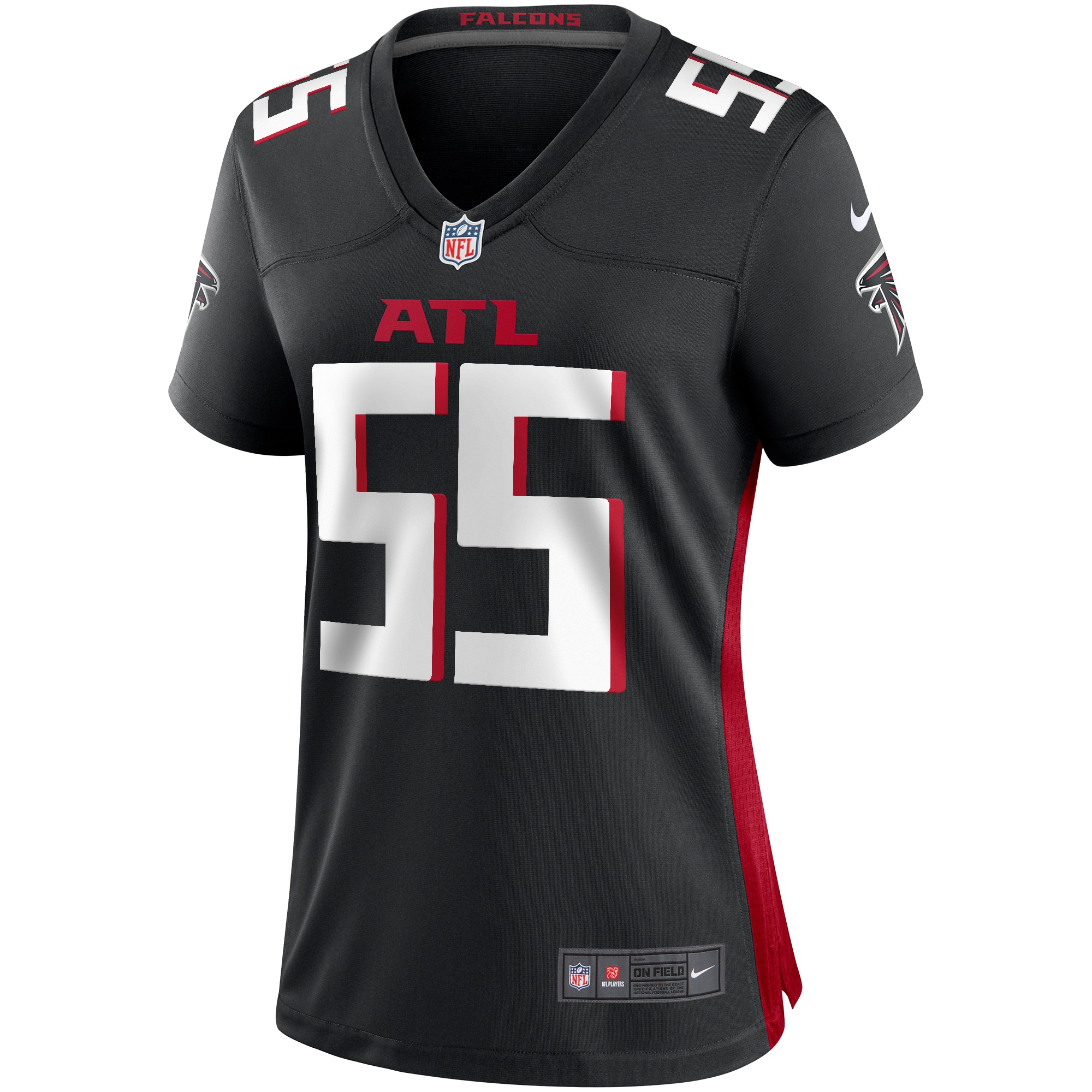 Alternative view of Women's Atlanta Falcons John Abraham Black Game Retired Player Baseball Jersey