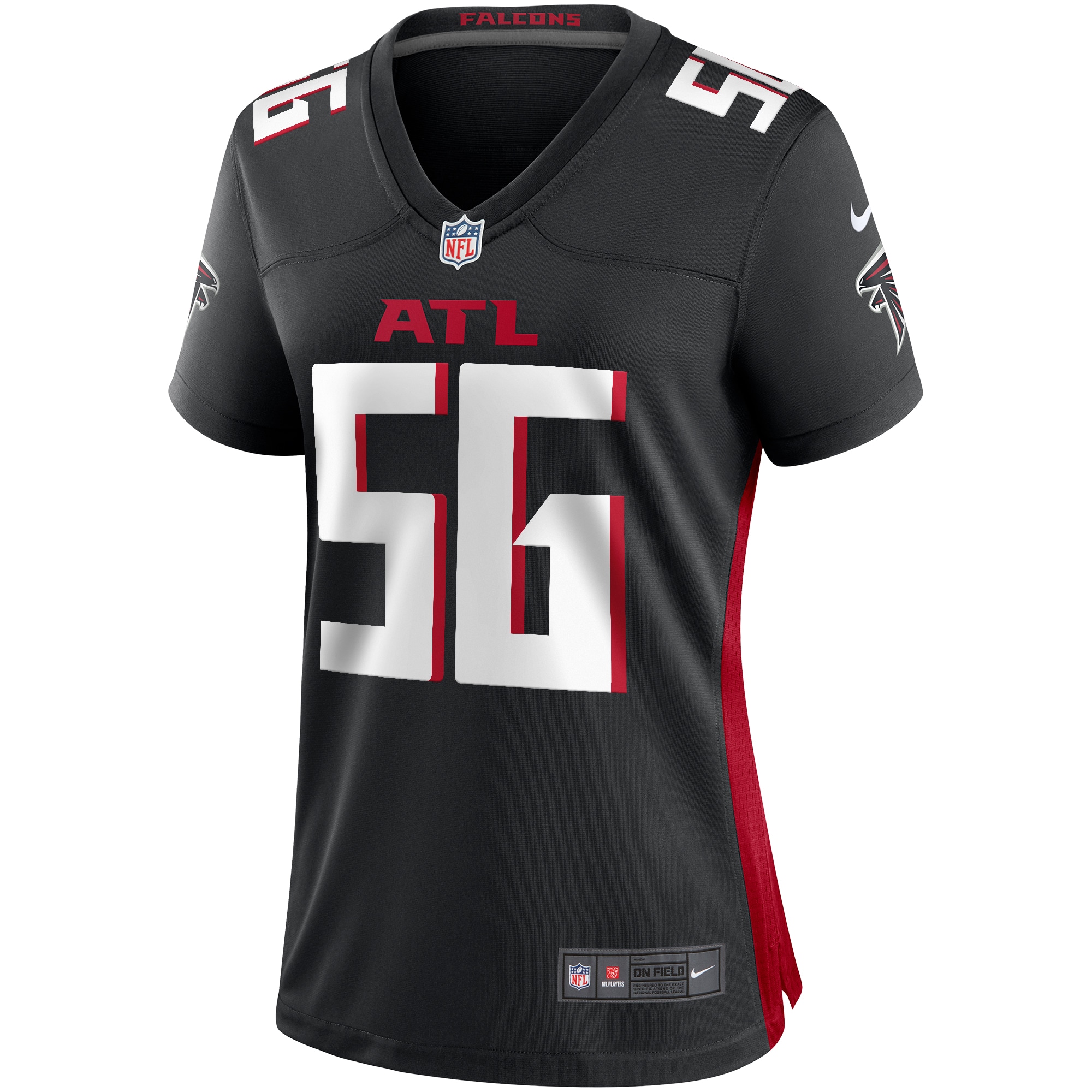 Alternative view of Women's Atlanta Falcons Keith Brooking Black Game Retired Player Baseball Jersey