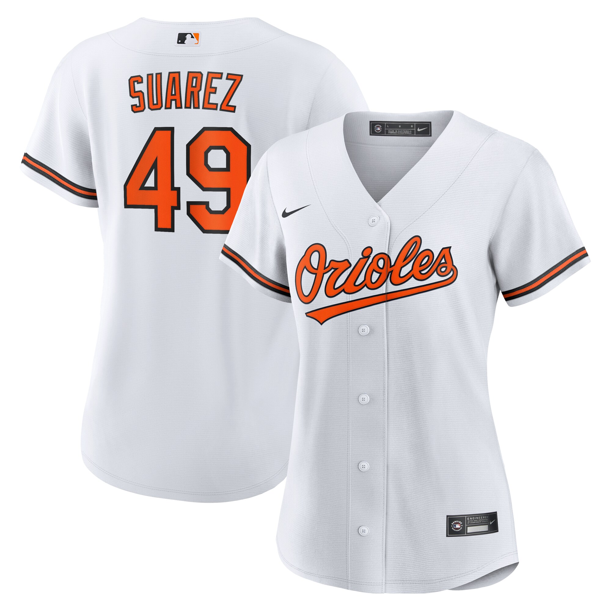 Women's Baltimore Orioles Albert Suarez White Home Baseball Jersey