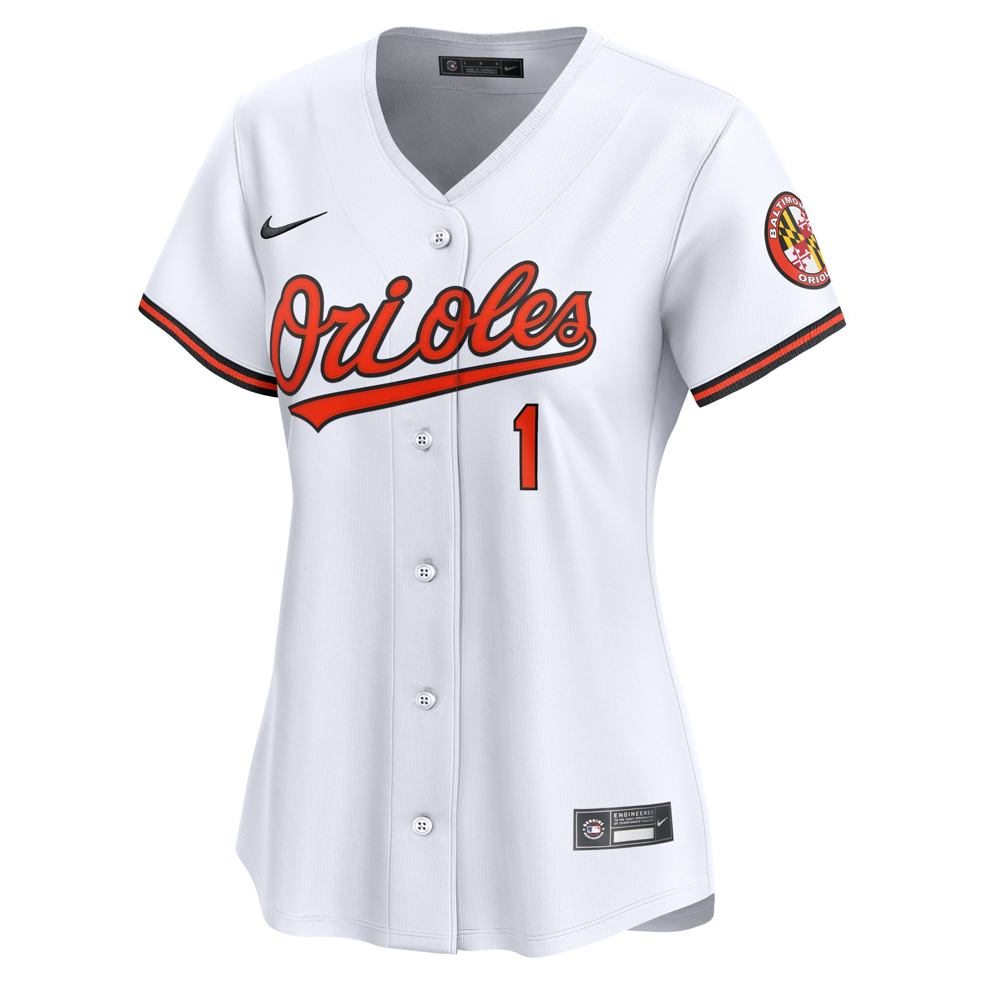 Alternative view of Women's Baltimore Orioles White #1 Mom Home Limited Jersey