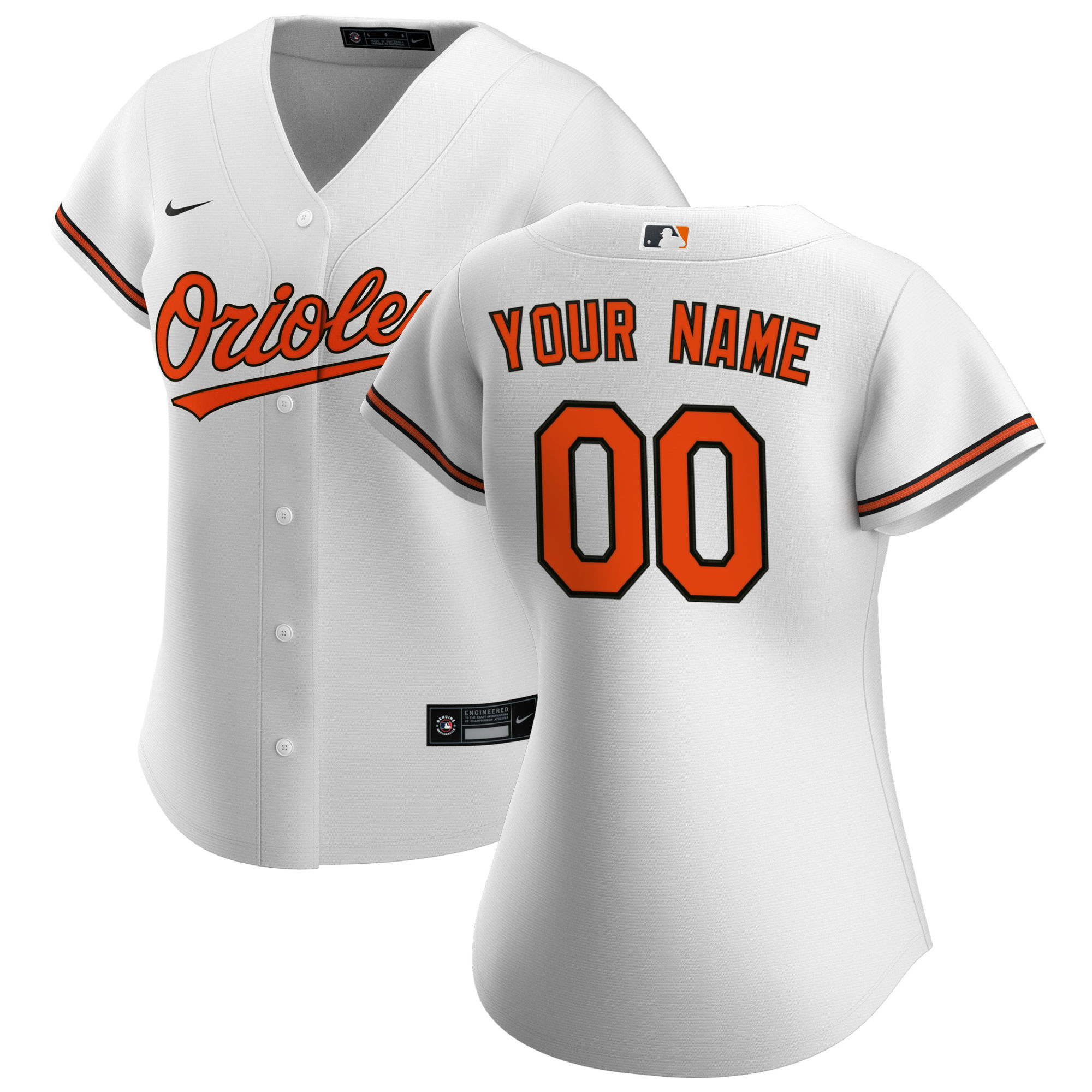 Women's Baltimore Orioles White Home Custom Baseball Jersey