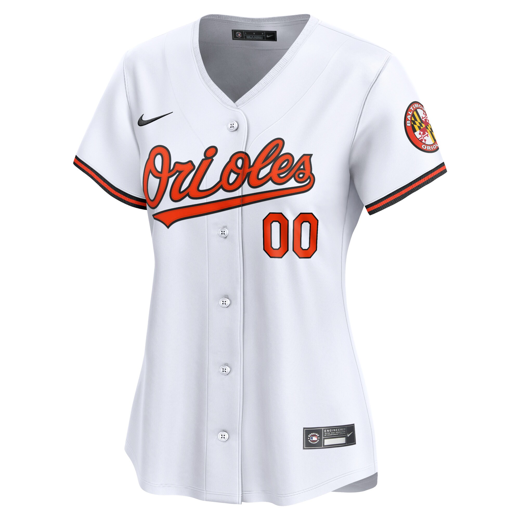 Alternative view of Women's Baltimore Orioles White Home Limited Custom Baseball Jersey