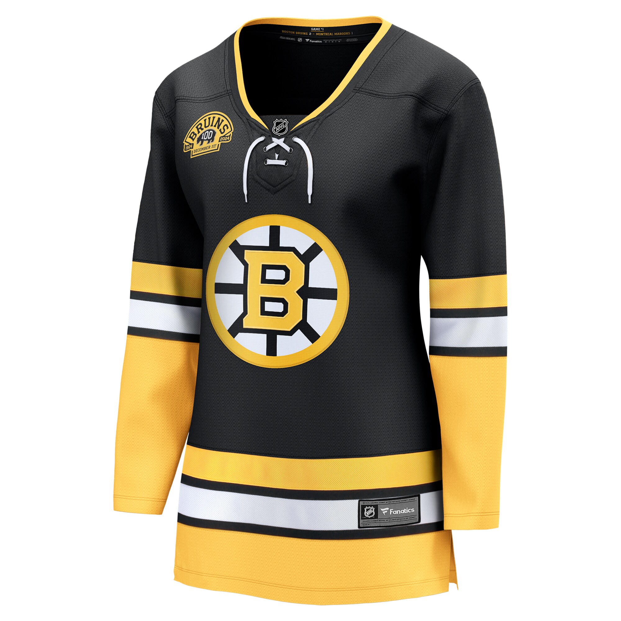 Alternative view of Women's Boston Bruins Black 100th Anniversary Premier Breakaway Hockey Jersey - JS614 