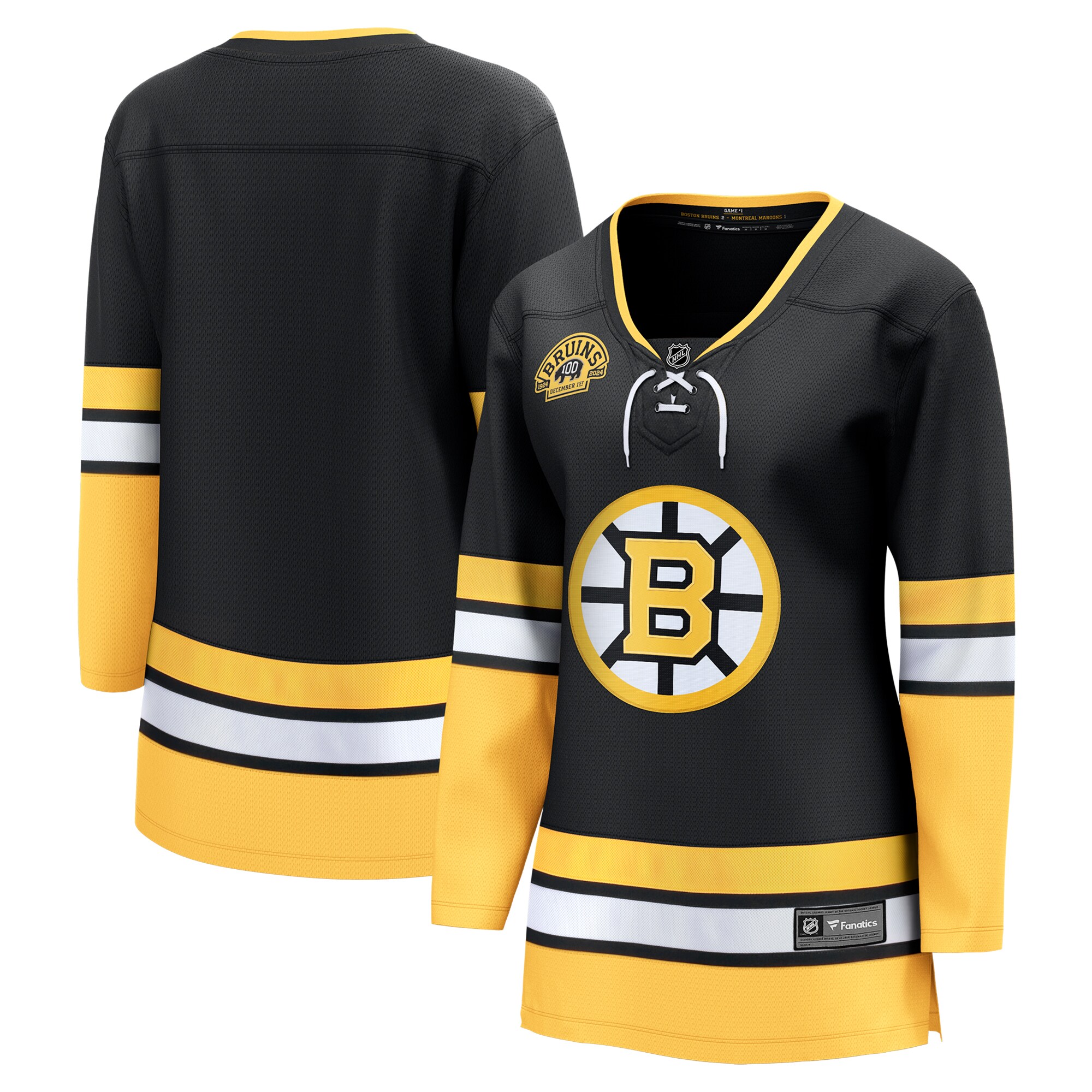 Women's Boston Bruins Black 100th Anniversary Premier Breakaway Hockey Jersey - JS614 