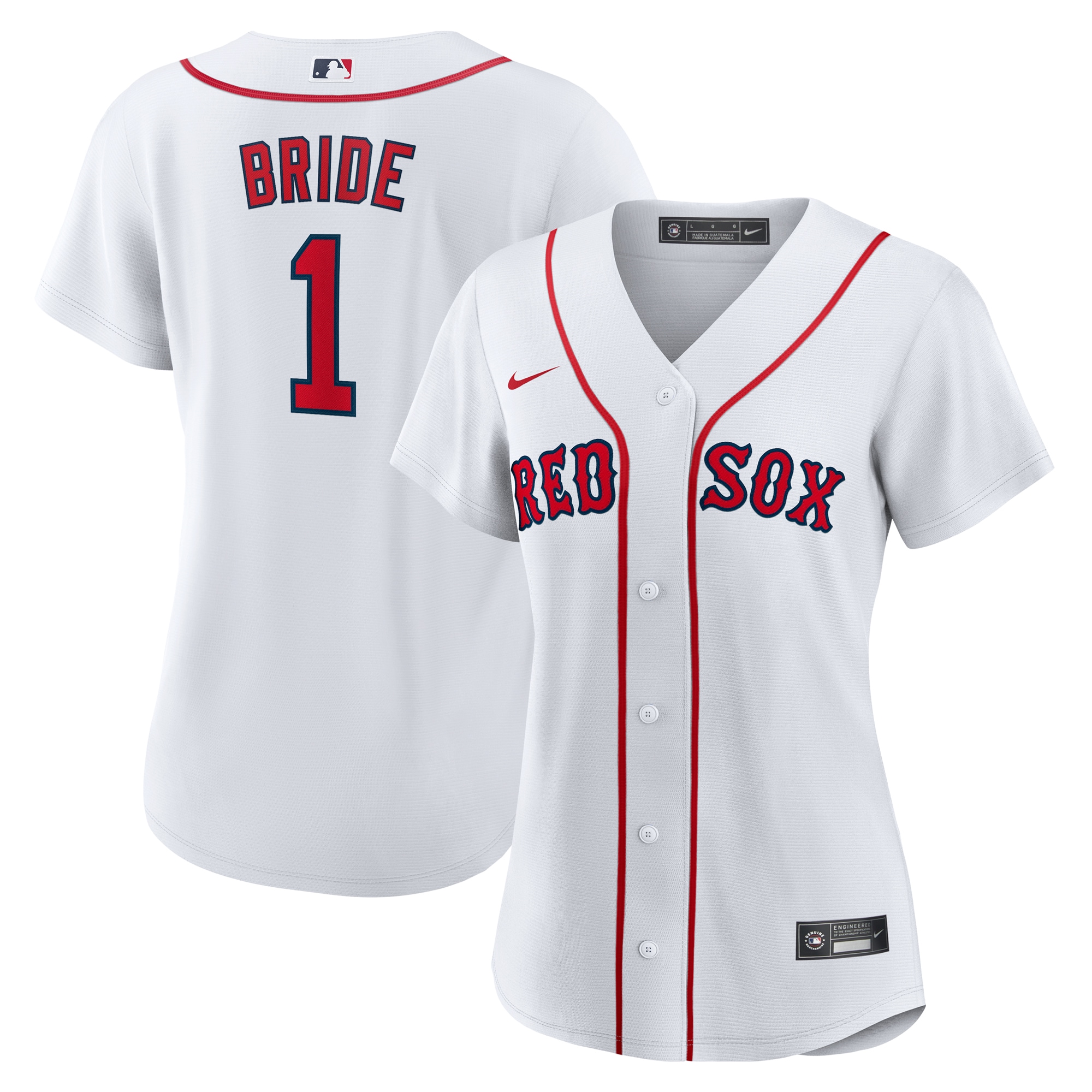Women's Boston Red Sox White #1 Bride Home Baseball Jersey
