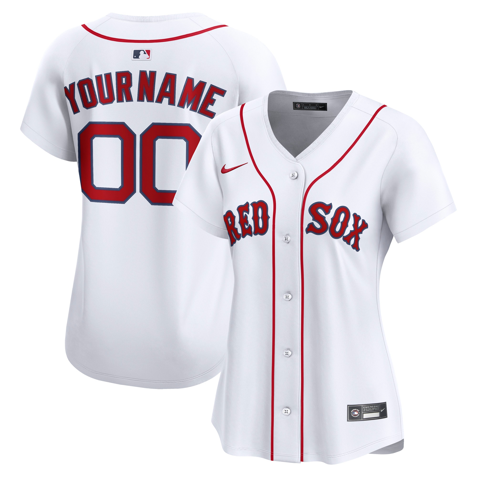 Women's Boston Red Sox White Home Limited Custom Jersey