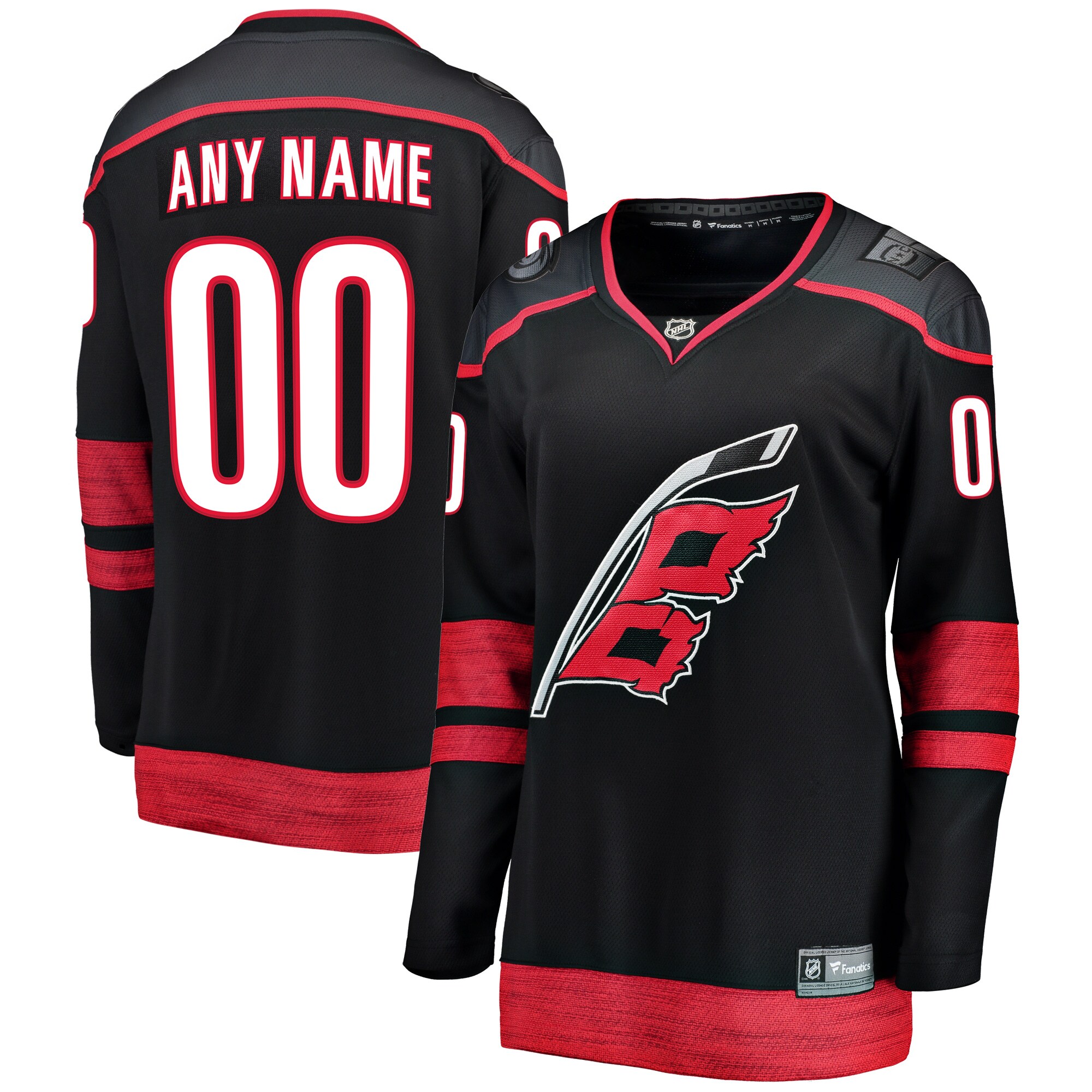 Women's Carolina Hurricanes Black Home Breakaway Custom Hockey Jersey - JS519 