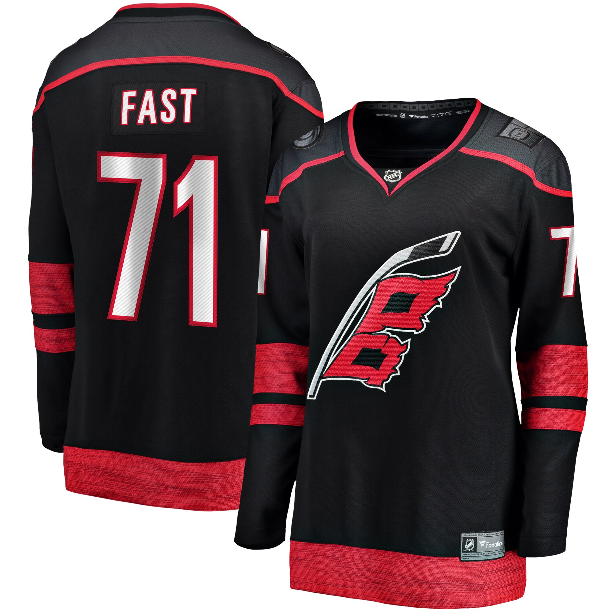 Women's Carolina Hurricanes Jesper Fast Black Home Breakaway Player Hockey Jersey - JS759 