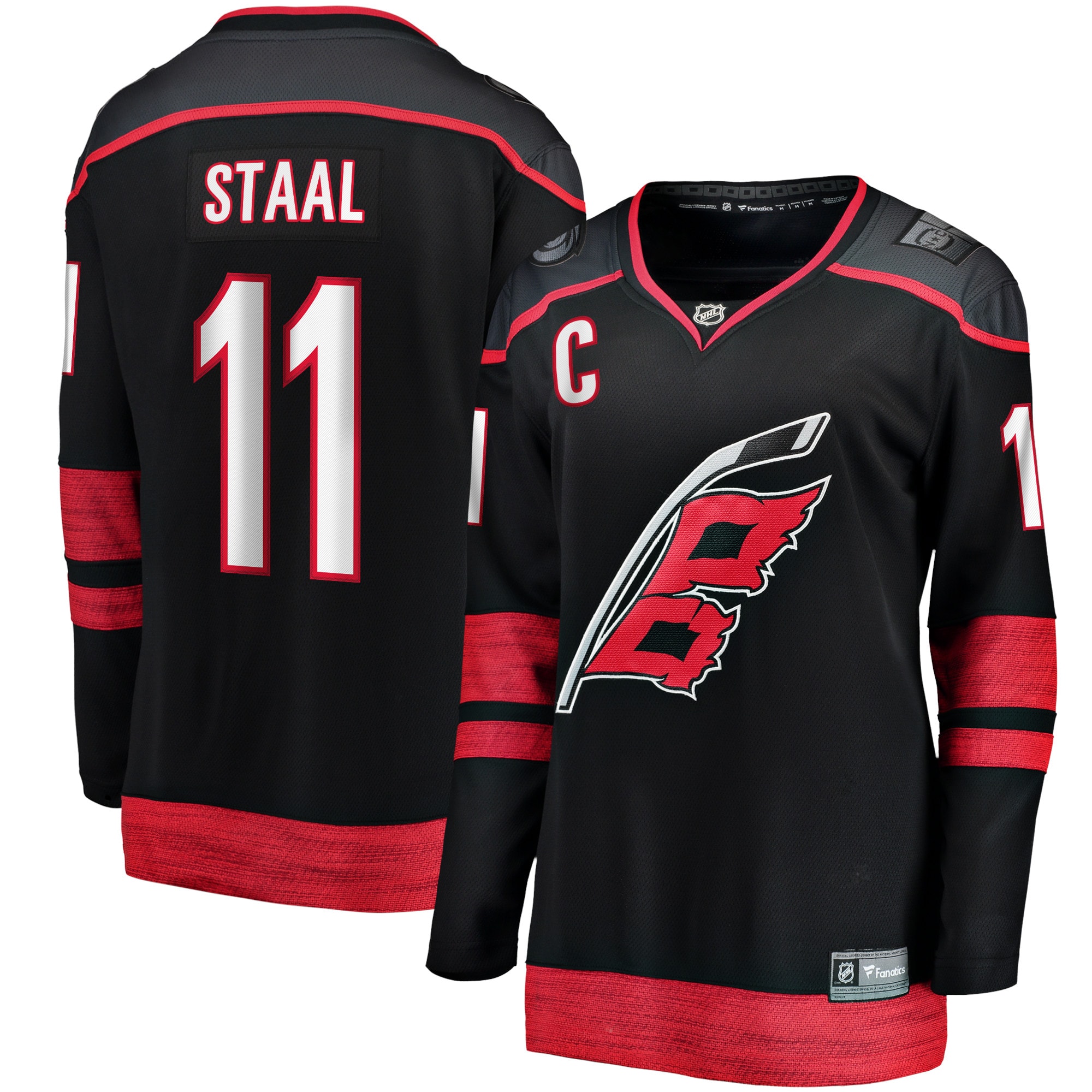 Women's Carolina Hurricanes Jordan Staal Black Home Captain Patch Breakaway Player Hockey Jersey - JS487 
