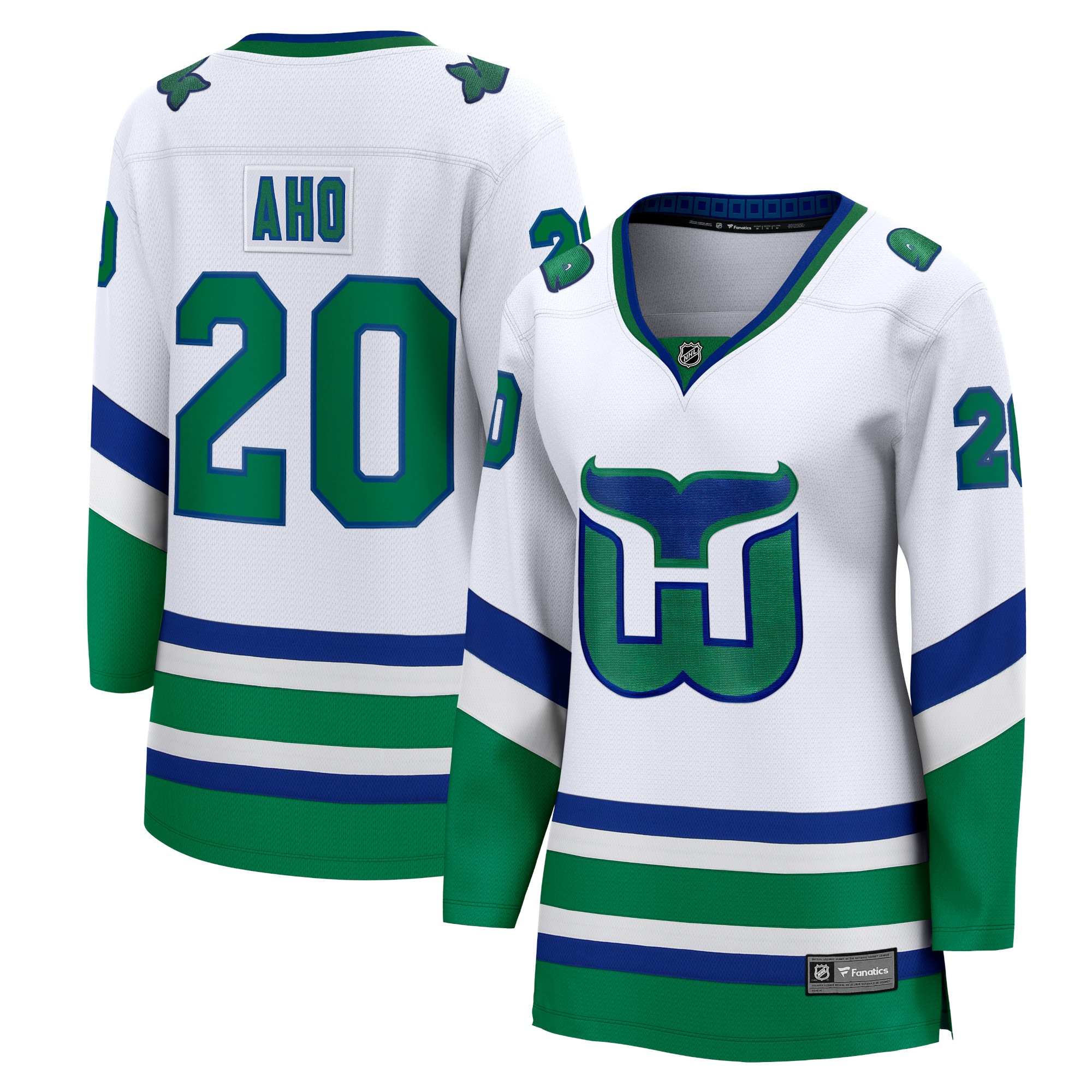 Women's Carolina Hurricanes Sebastian Aho White Whalers Premier Breakaway Hockey Jersey - JS506 