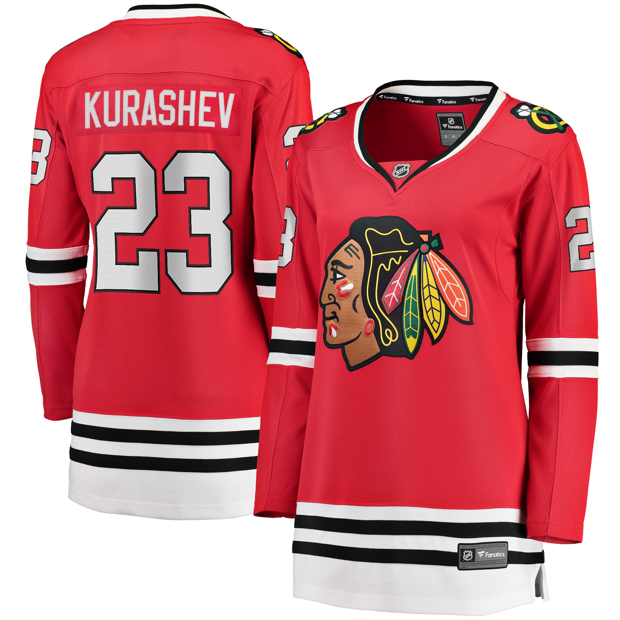 Women's Chicago Blackhawks Philipp Kurashev Red Home Breakaway Player Hockey Jersey - JS256 