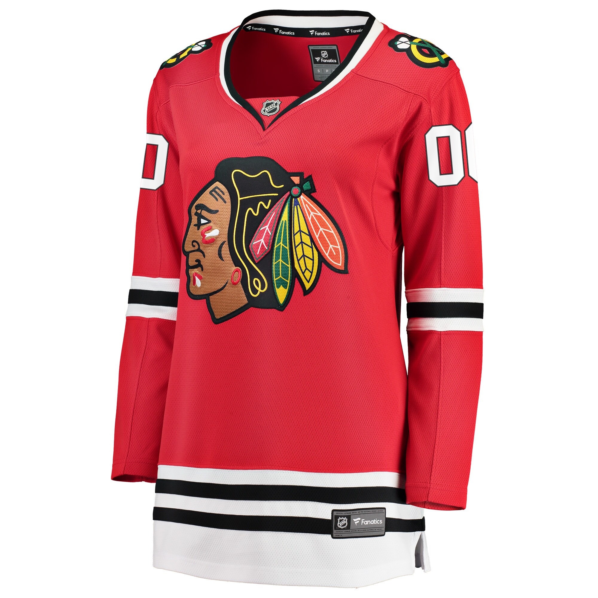 Alternative view of Women's Chicago Blackhawks Red Home Breakaway Custom Hockey Jersey - JS665 