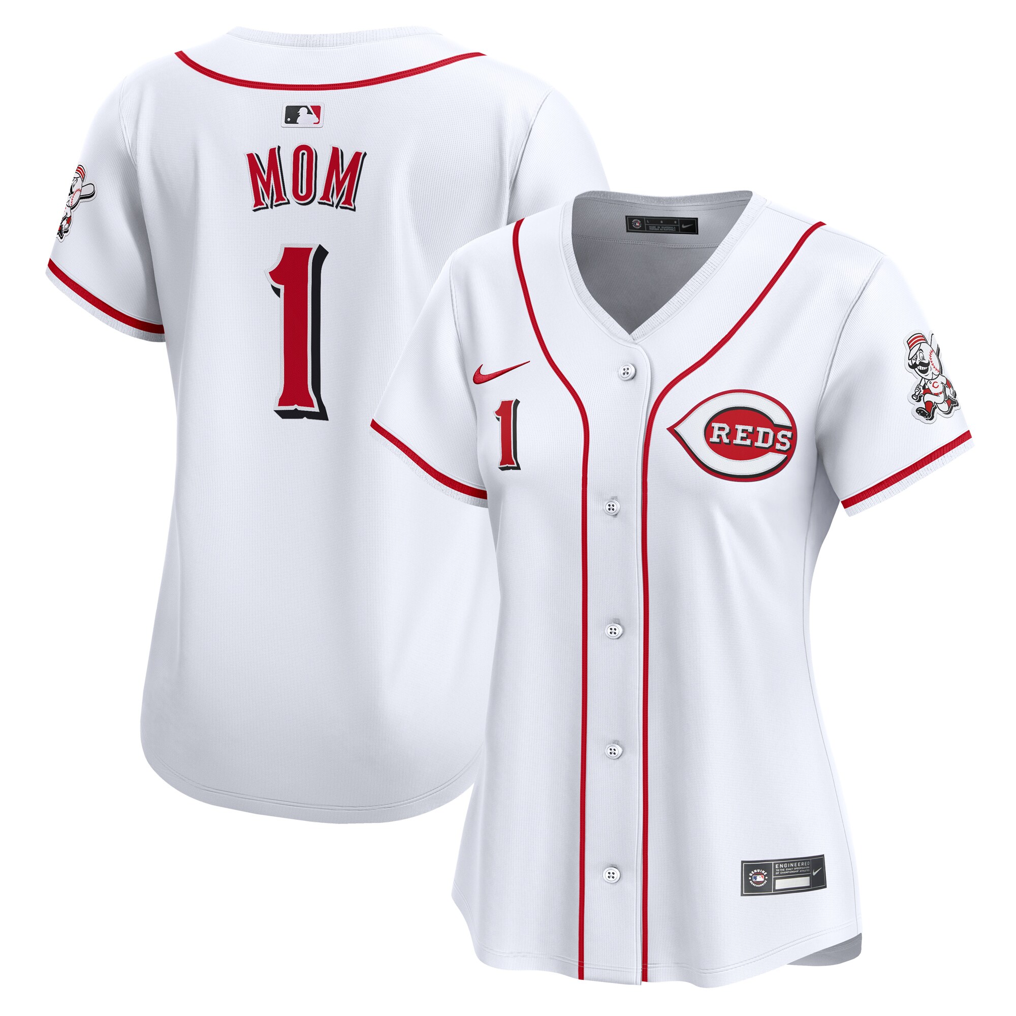 Women's Cincinnati Reds White #1 Mom Home Limited Jersey
