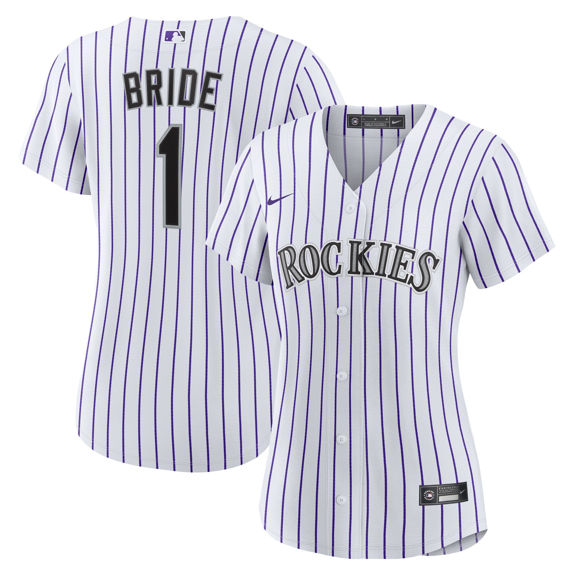 Women's Colorado Rockies White #1 Bride Home Baseball Jersey
