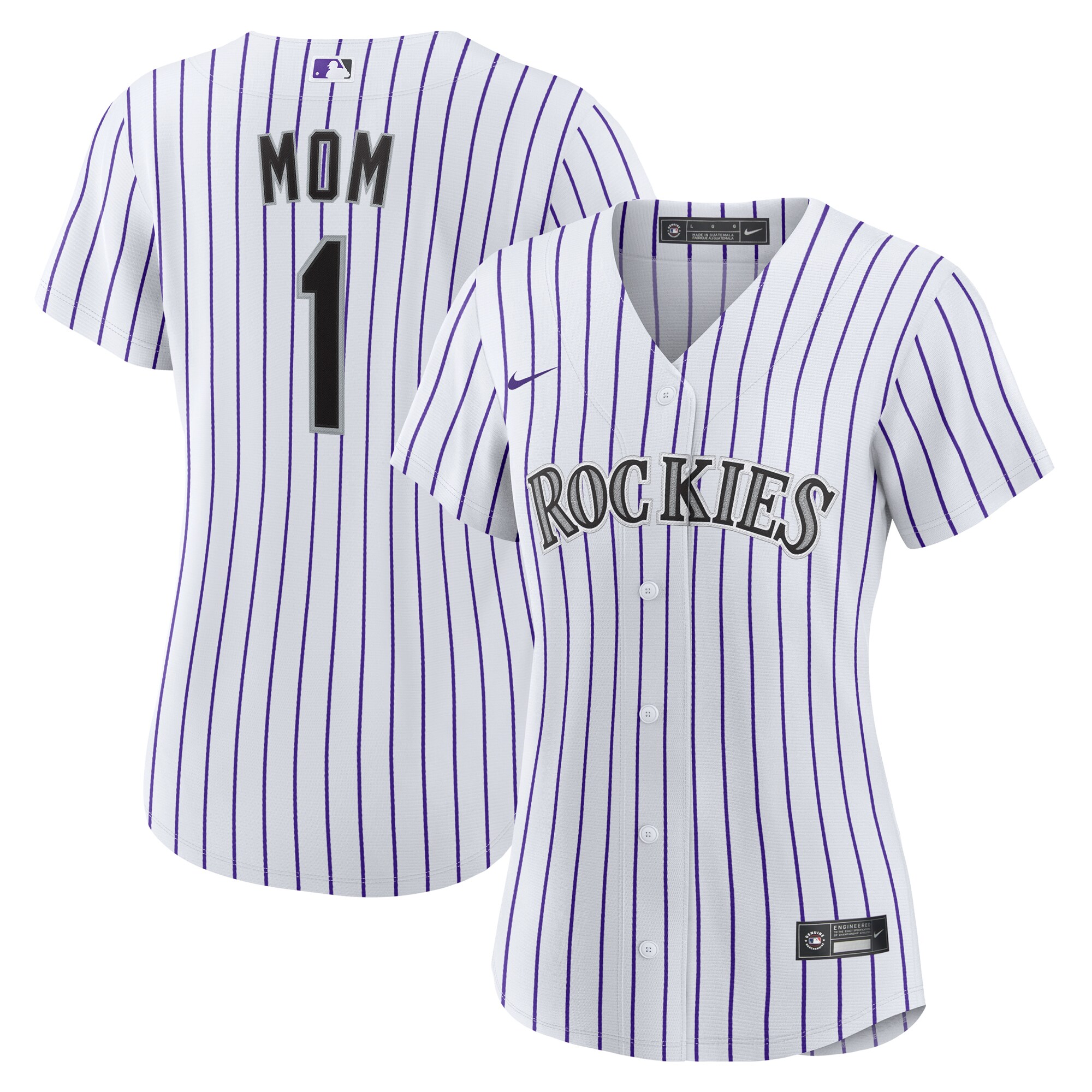 Women's Colorado Rockies White #1 Mom Home Baseball Jersey