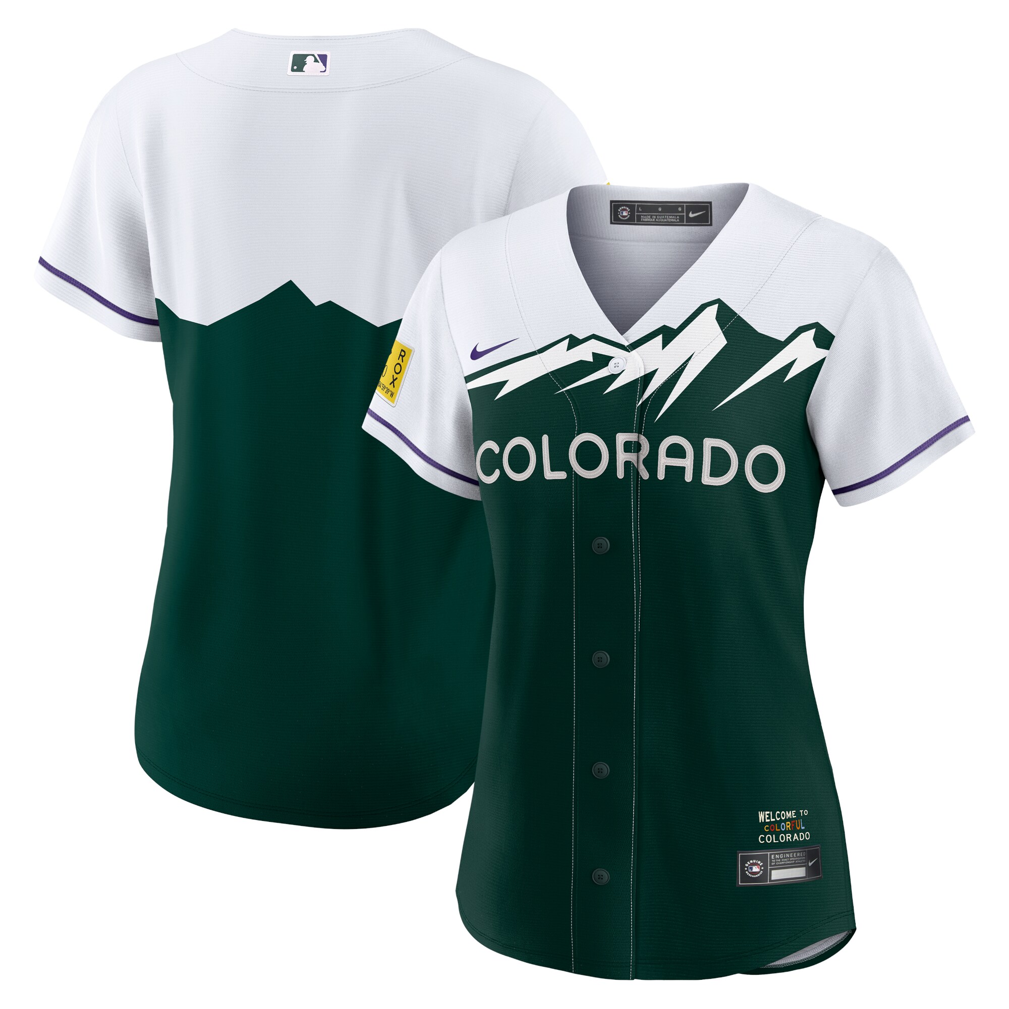 Women's Colorado Rockies White/Forest Green City Connect Team Baseball Jersey