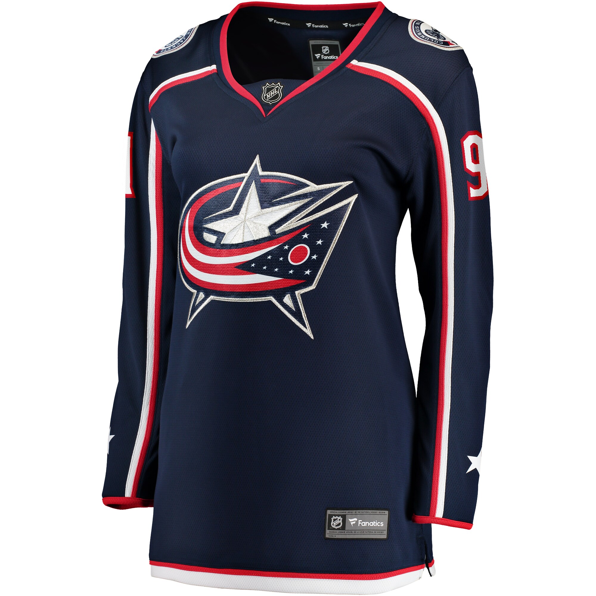 Alternative view of Women's Columbus Blue Jackets Kent Johnson Navy Home Breakaway Player Hockey Jersey - JS559 