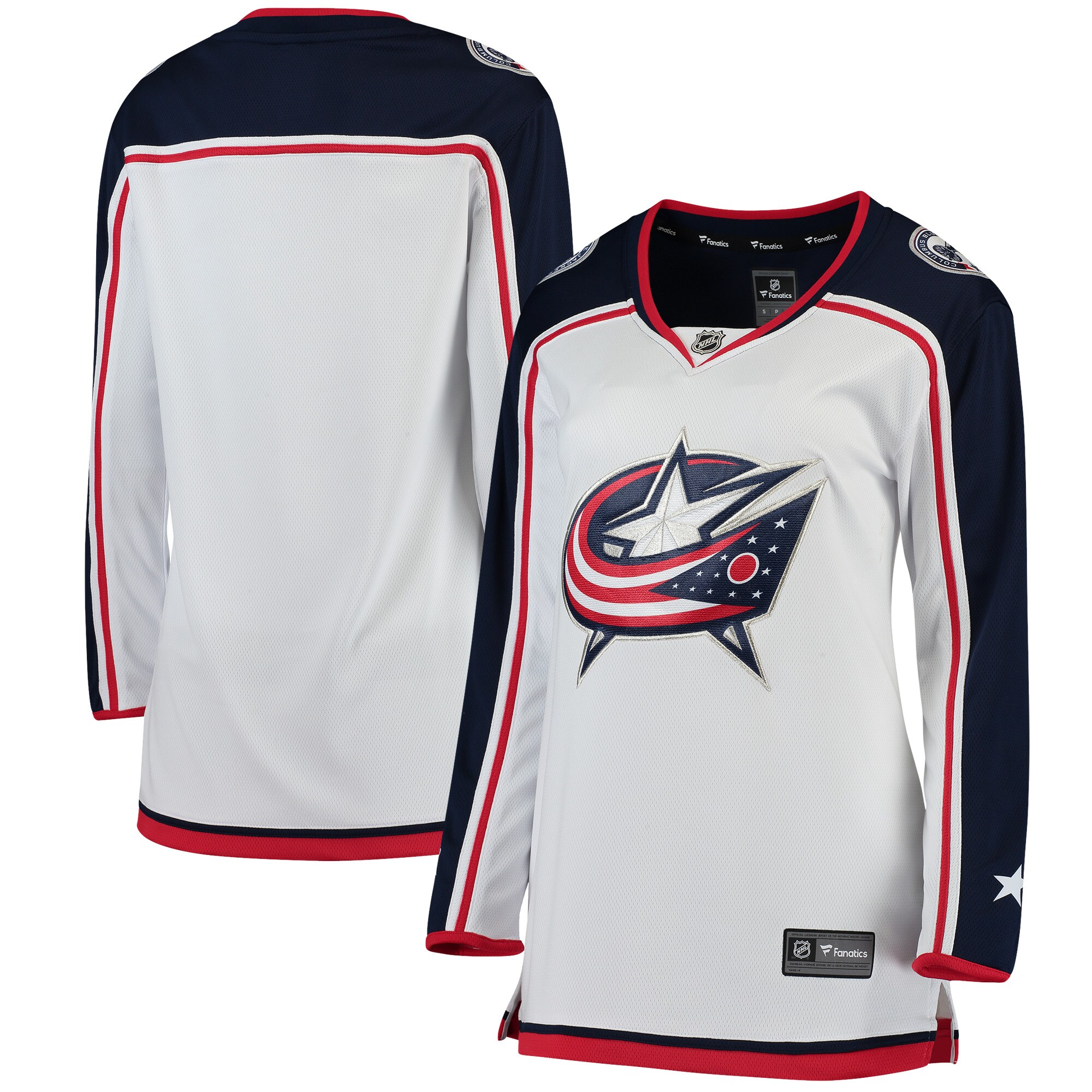 Women's Columbus Blue Jackets White Away Breakaway Hockey Jersey - JS812 