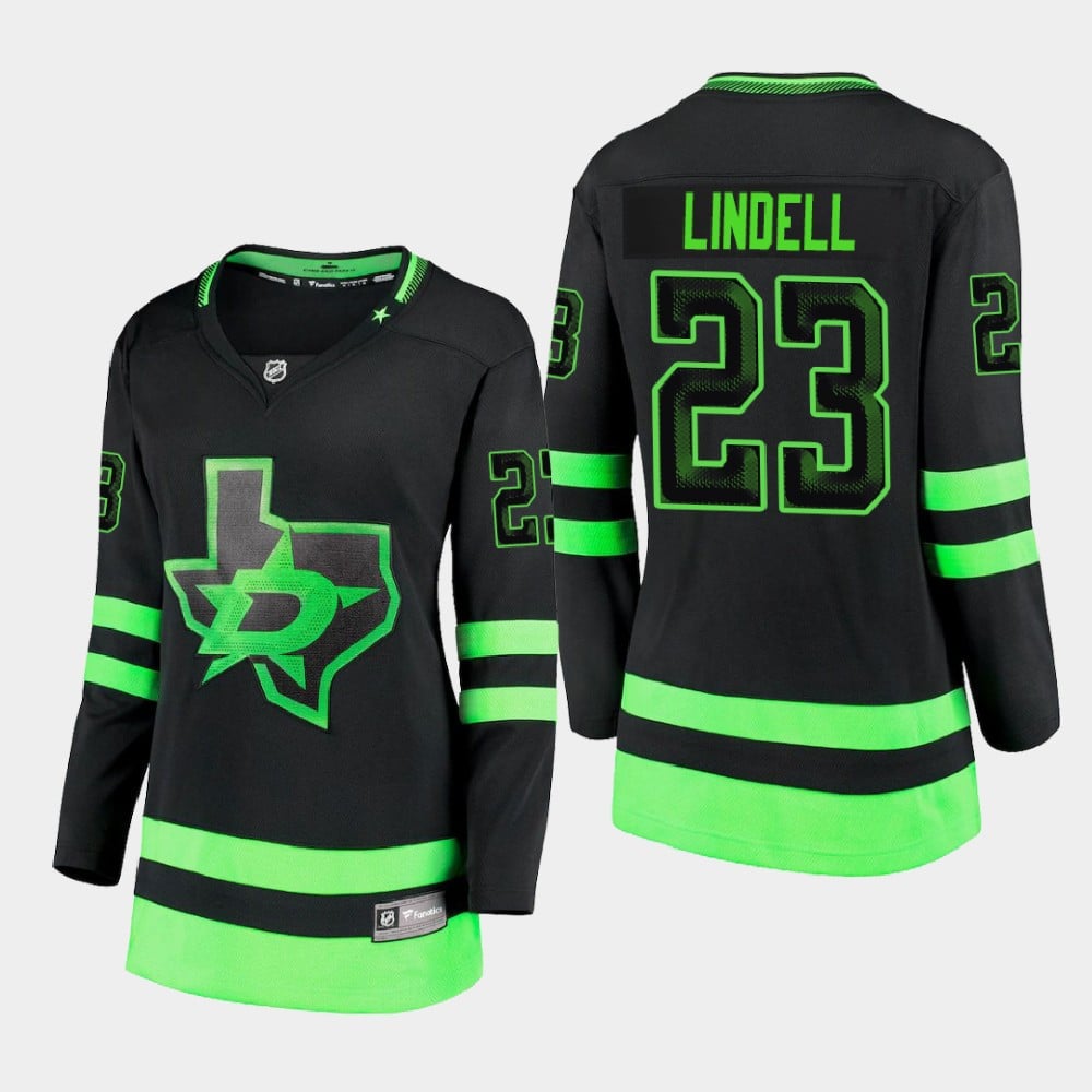 Women's Dallas Stars Esa Lindell 23 Alternate Blackout Premier Breakaway Black Hockey Jersey - JS622 