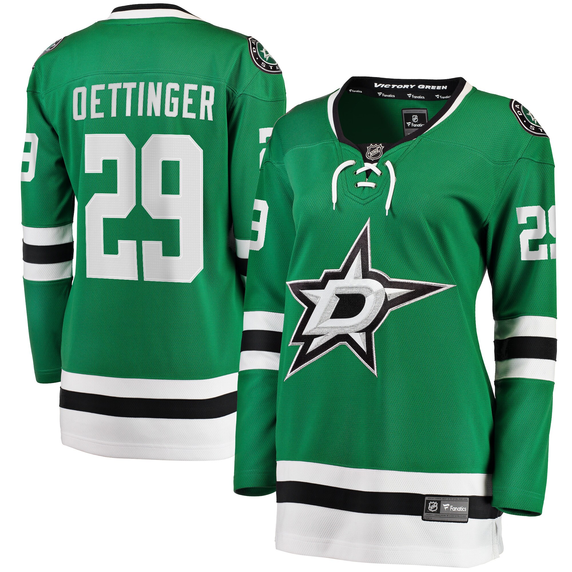 Women's Dallas Stars Jake Oettinger Kelly Green Home Breakaway Player Hockey Jersey - JS120 
