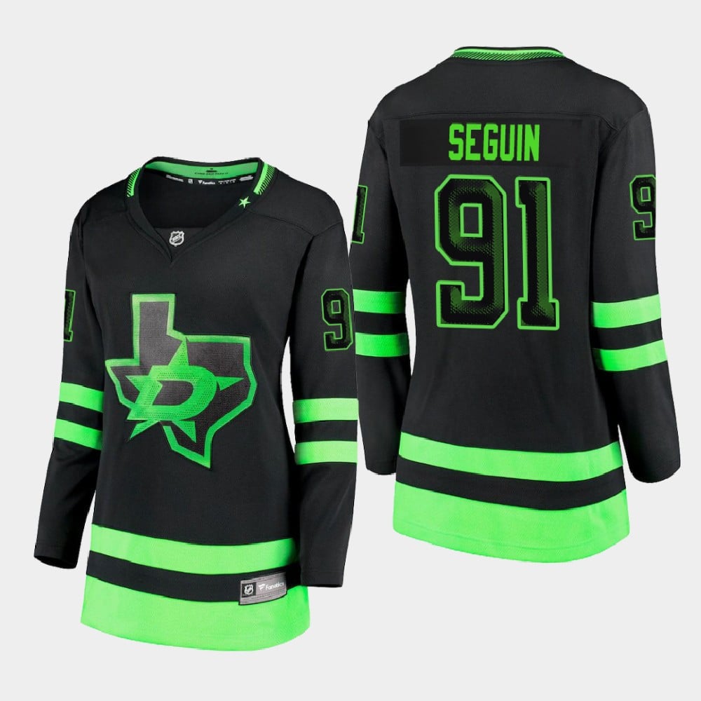 Women's Dallas Stars Tyler Seguin 91 Alternate Blackout Premier Breakaway Black Hockey Jersey - JS726 