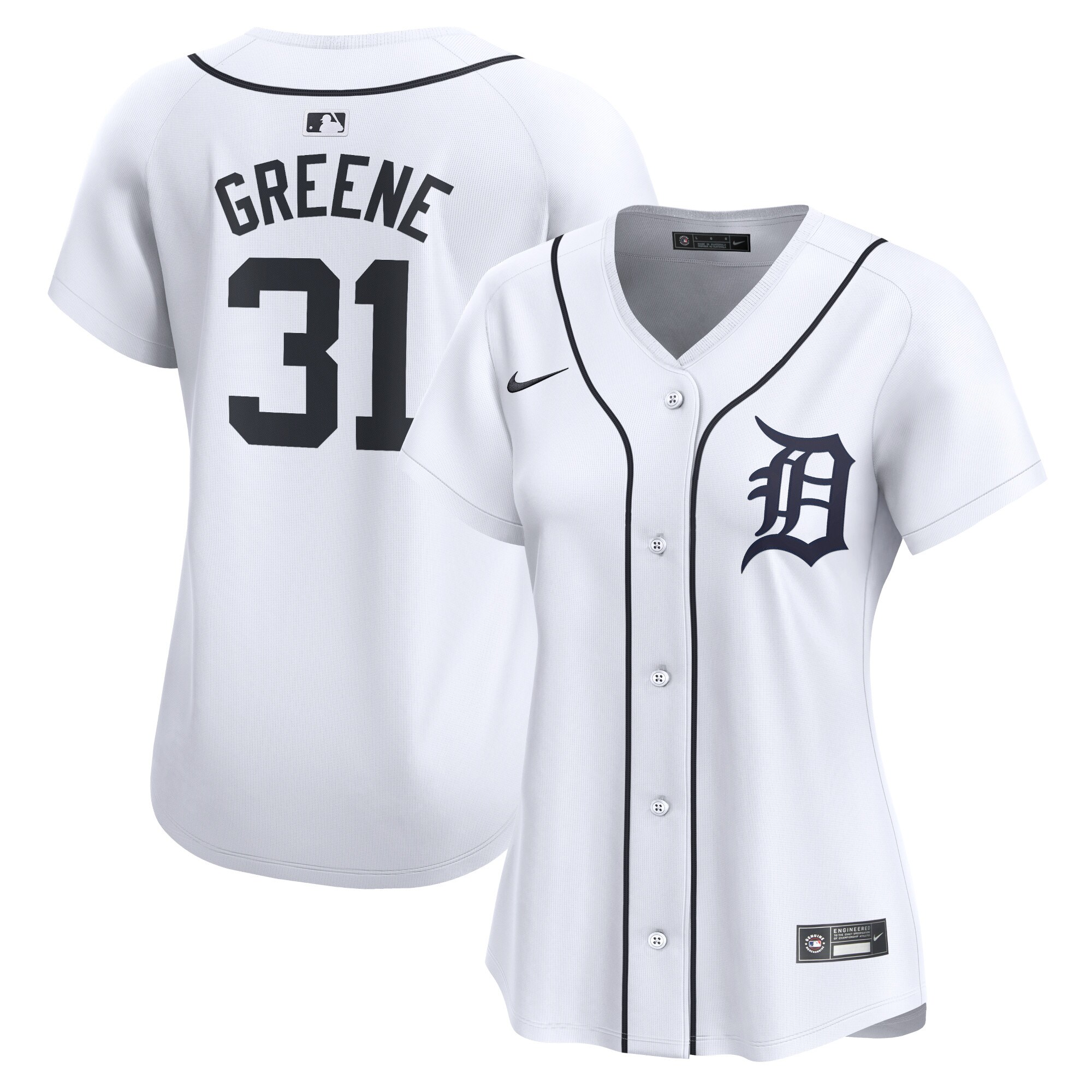 Women's Detroit Tigers Riley Greene White Home Limited Player Baseball Jersey
