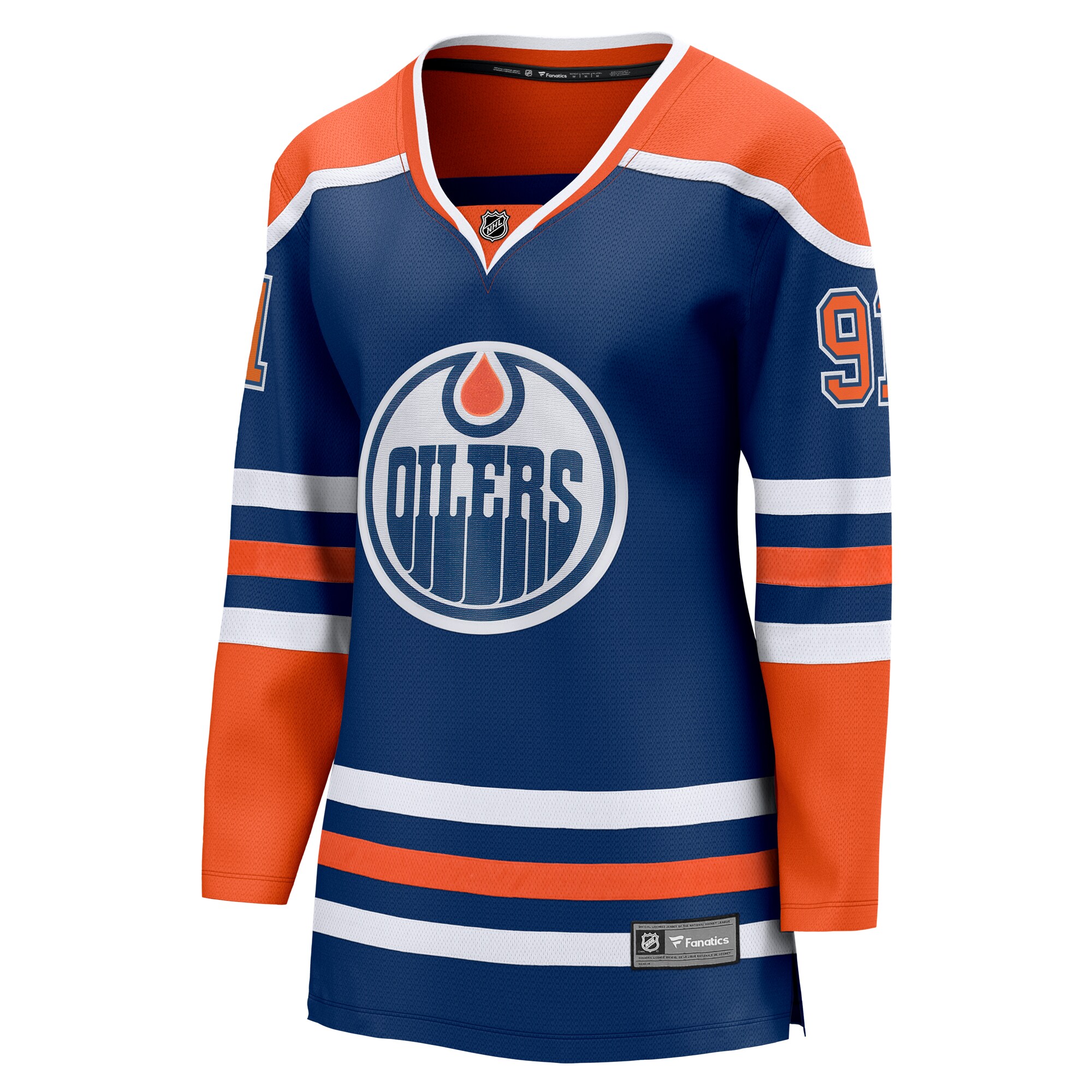 Alternative view of Women's Edmonton Oilers Evander Kane Royal Home Breakaway Player Hockey Jersey - JS117 
