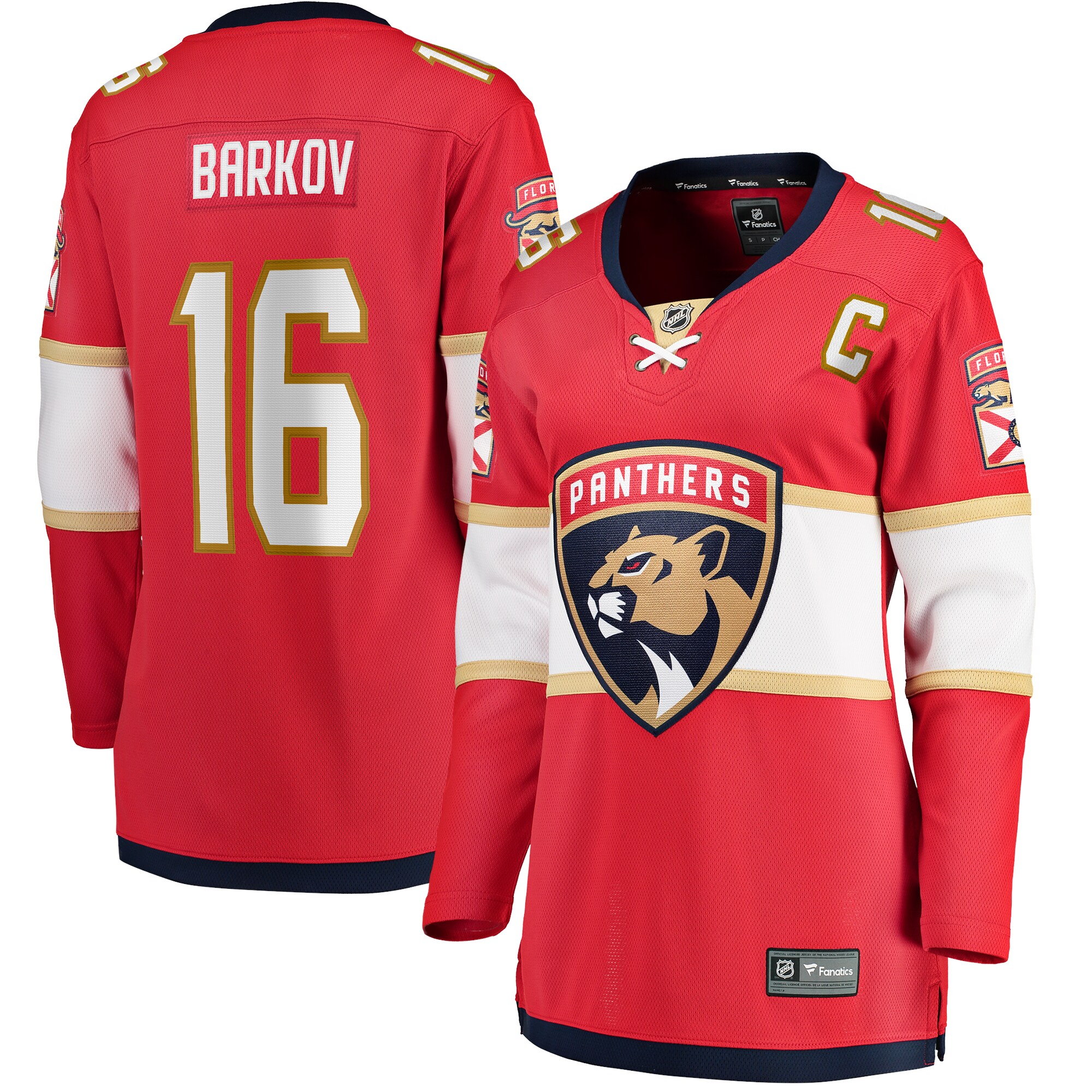 Women's Florida Panthers Aleksander Barkov Red Captain Patch Home Breakaway Player Hockey Jersey - JS669 