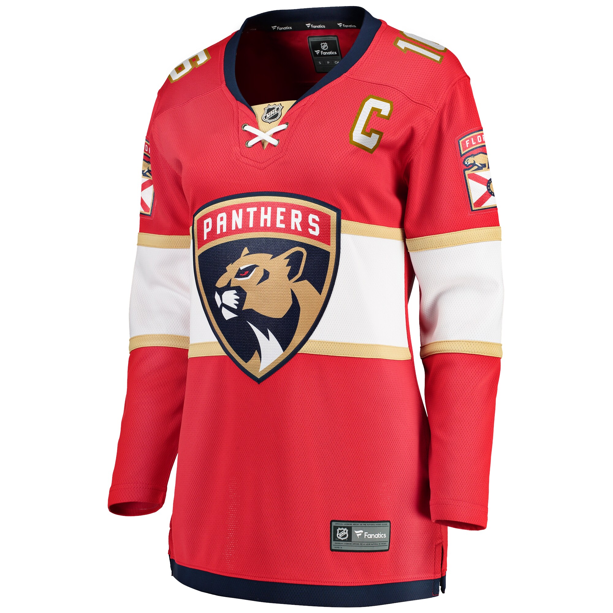Alternative view of Women's Florida Panthers Aleksander Barkov Red Captain Patch Home Breakaway Player Hockey Jersey - JS669 