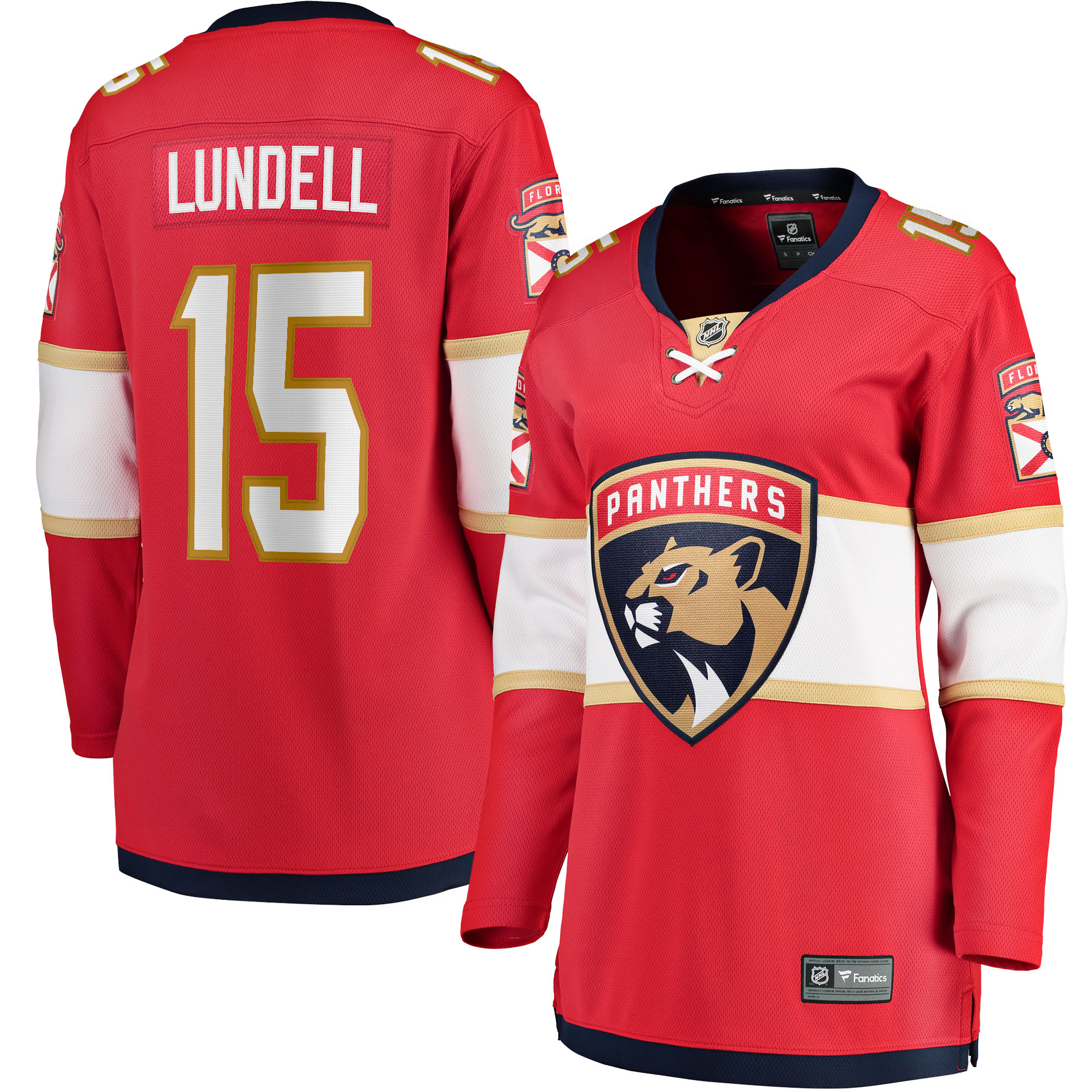 Women's Florida Panthers Anton Lundell Red Home Breakaway Player Hockey Jersey - JS891 