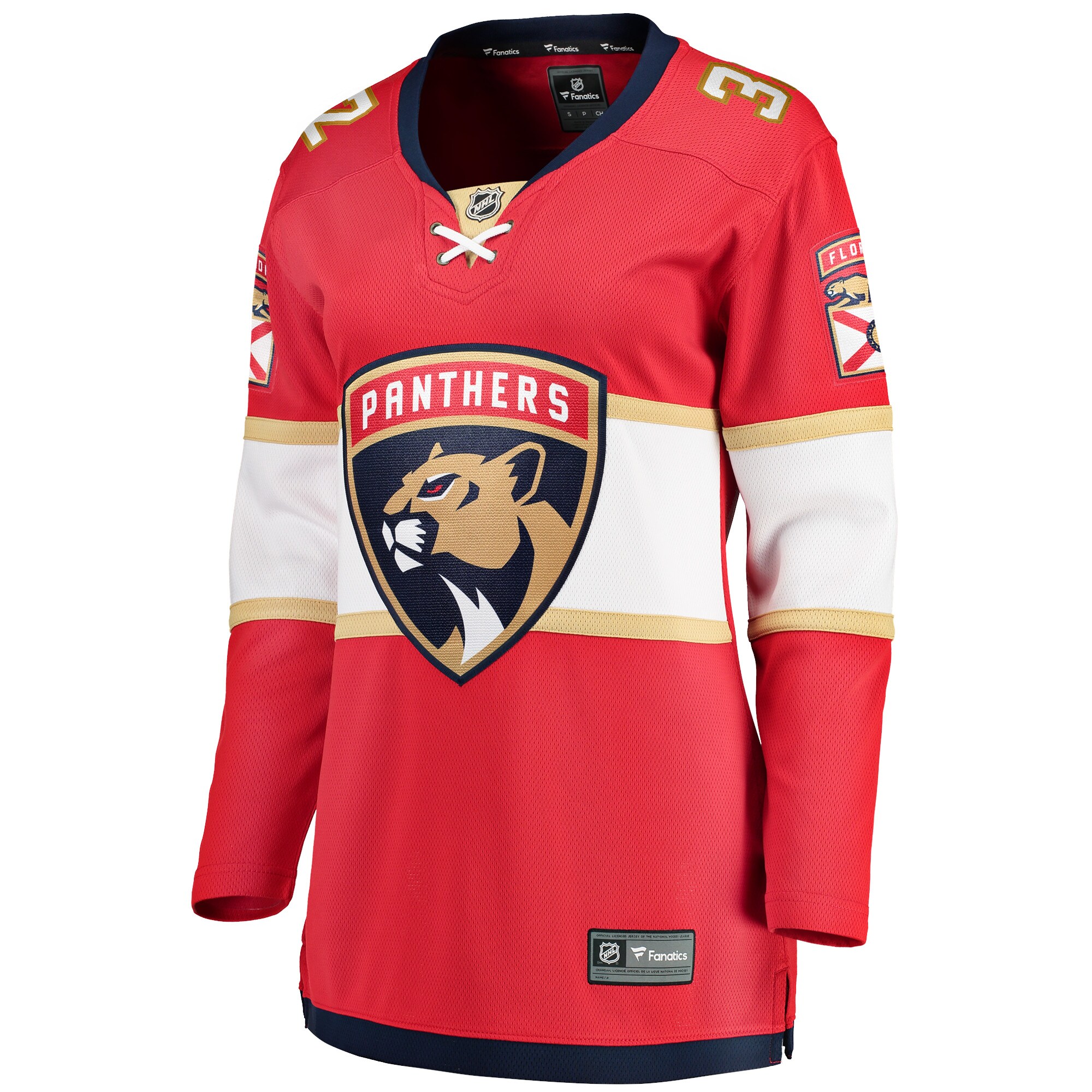 Alternative view of Women's Florida Panthers Lucas Carlsson Red Home Breakaway Player Hockey Jersey - JS637 