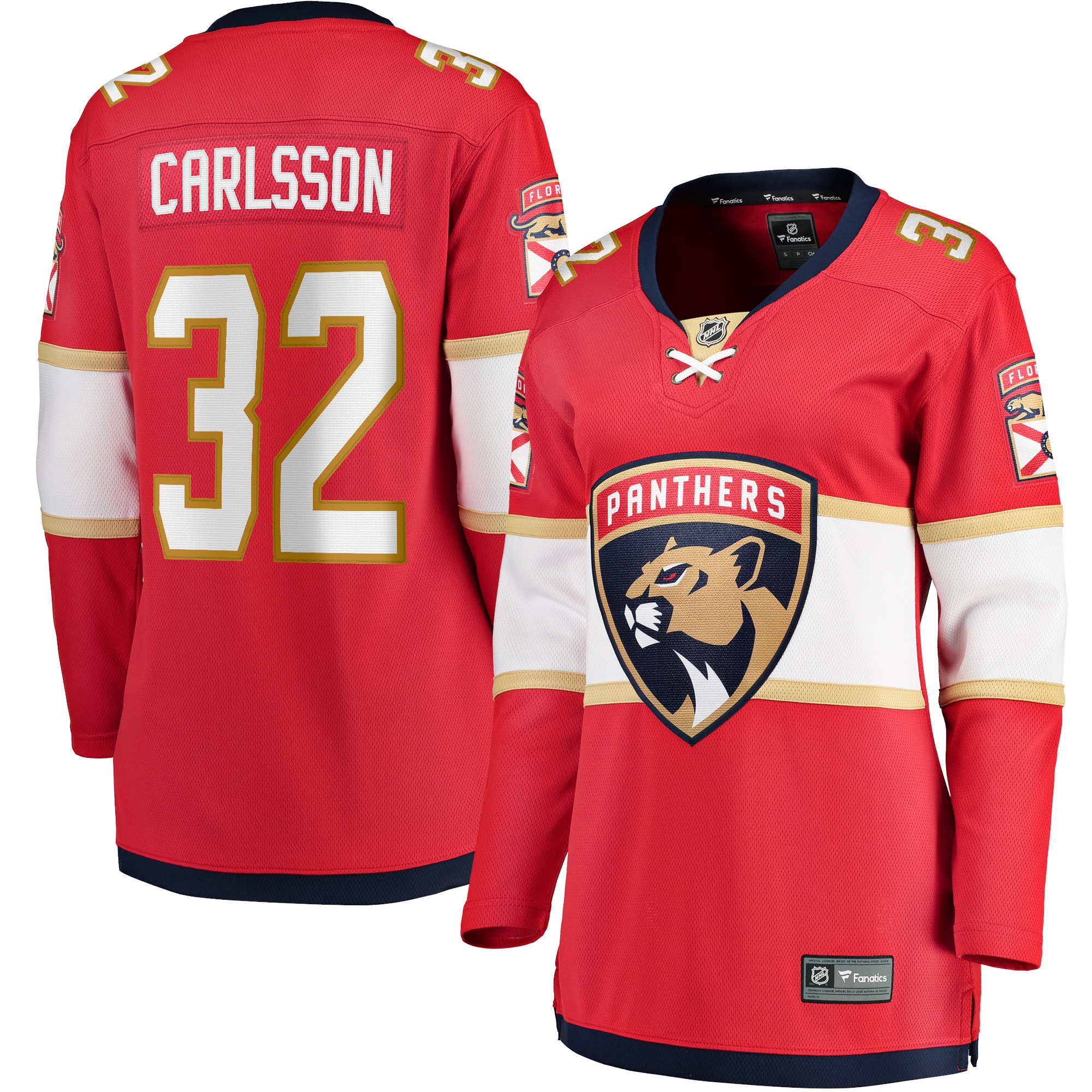 Women's Florida Panthers Lucas Carlsson Red Home Breakaway Player Hockey Jersey - JS637 