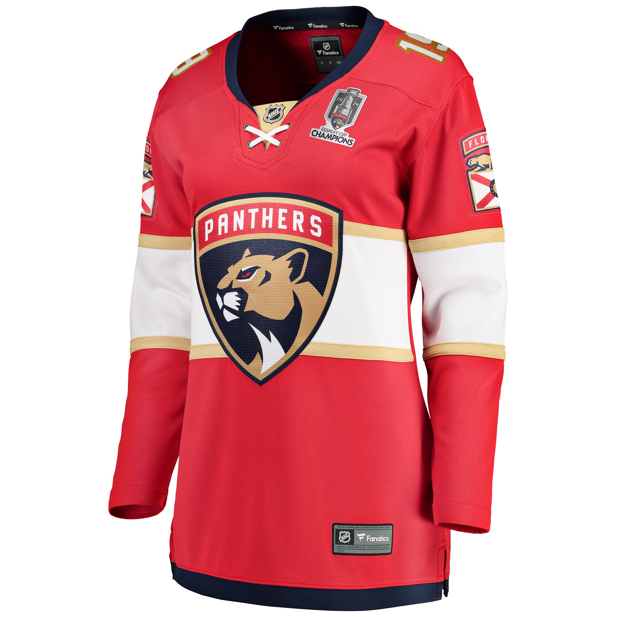 Alternative view of Women's Florida Panthers Matthew Tkachuk Red Home 2024 Stanley Cup Champions Breakaway Player Hockey Jersey - JS777 