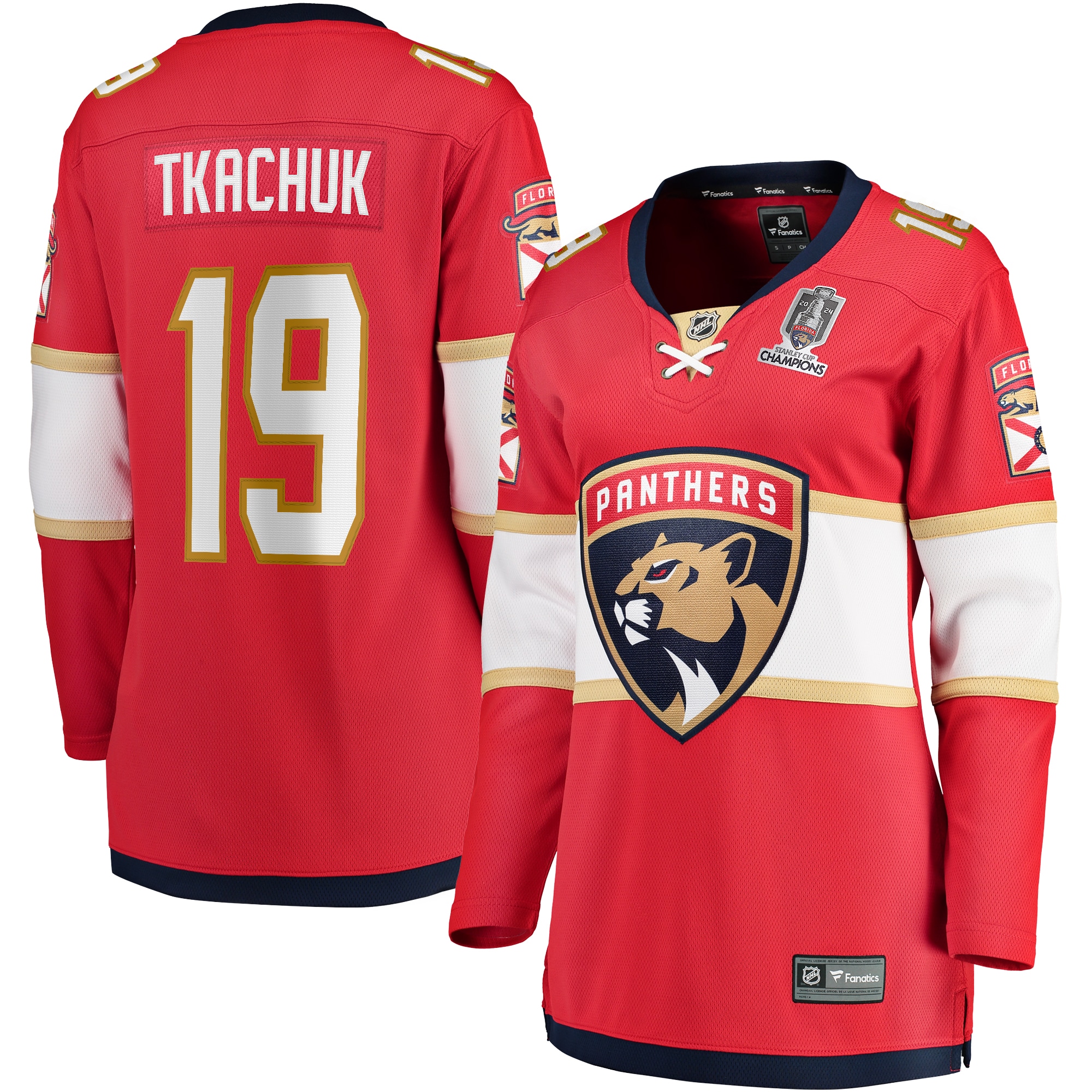 Women's Florida Panthers Matthew Tkachuk Red Home 2024 Stanley Cup Champions Breakaway Player Hockey Jersey - JS777 