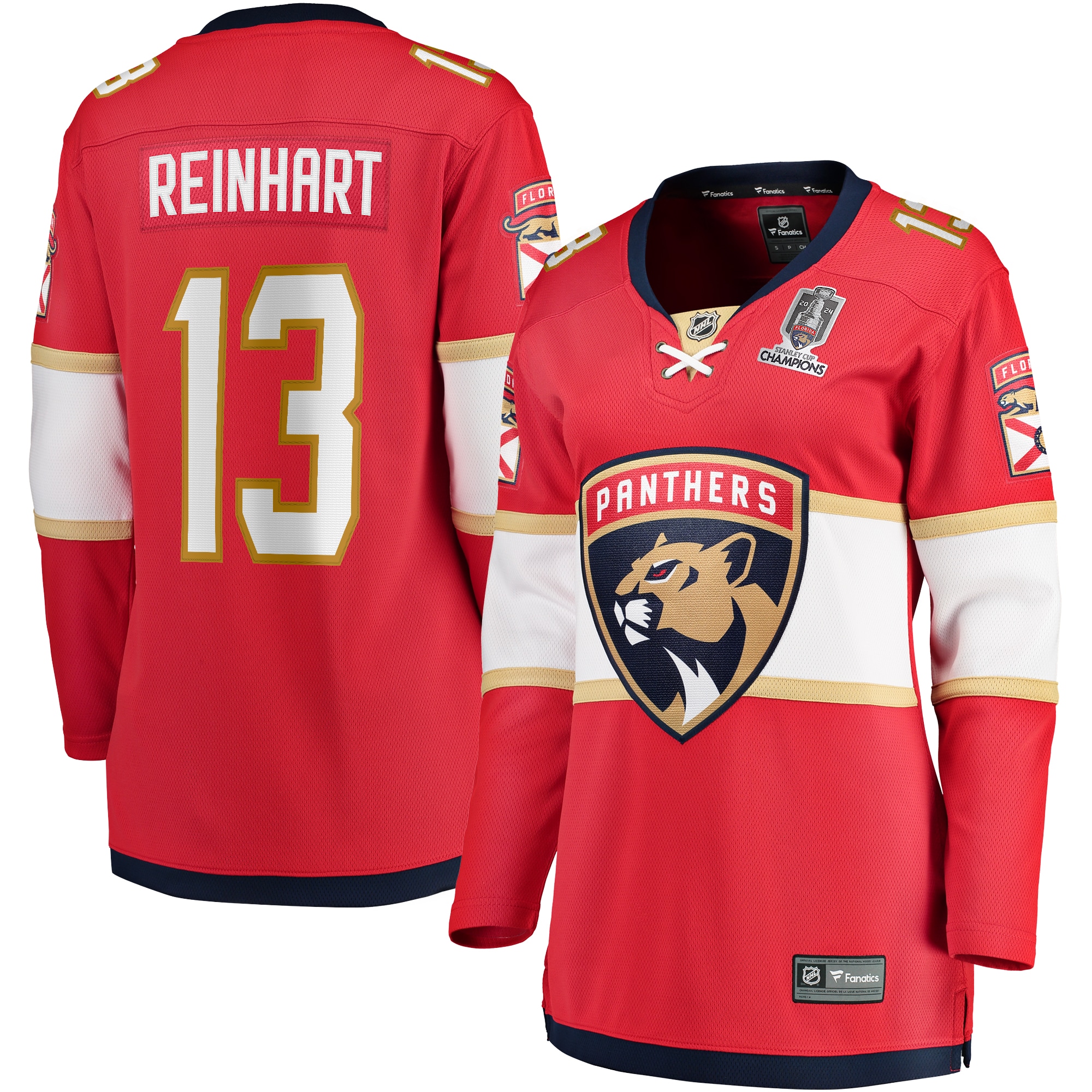 Women's Florida Panthers Sam Reinhart Red Home 2024 Stanley Cup Champions Breakaway Player Hockey Jersey - JS954 