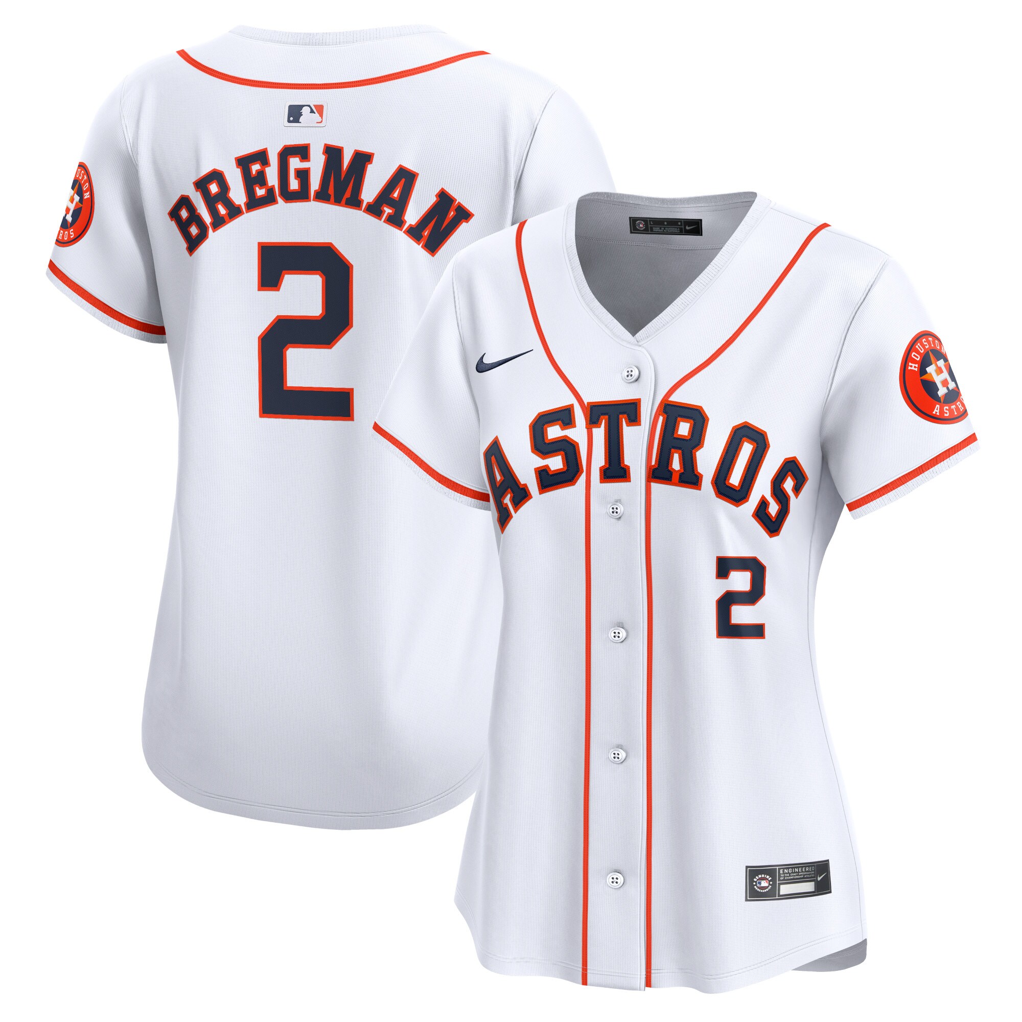 Women's Houston Astros Alex Bregman White Home Limited Player Baseball Jersey 