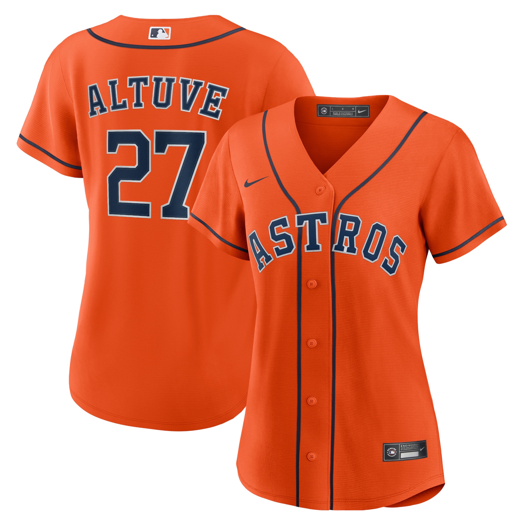 Women's Houston Astros Jose Altuve Orange Alternate Player Baseball Jersey 