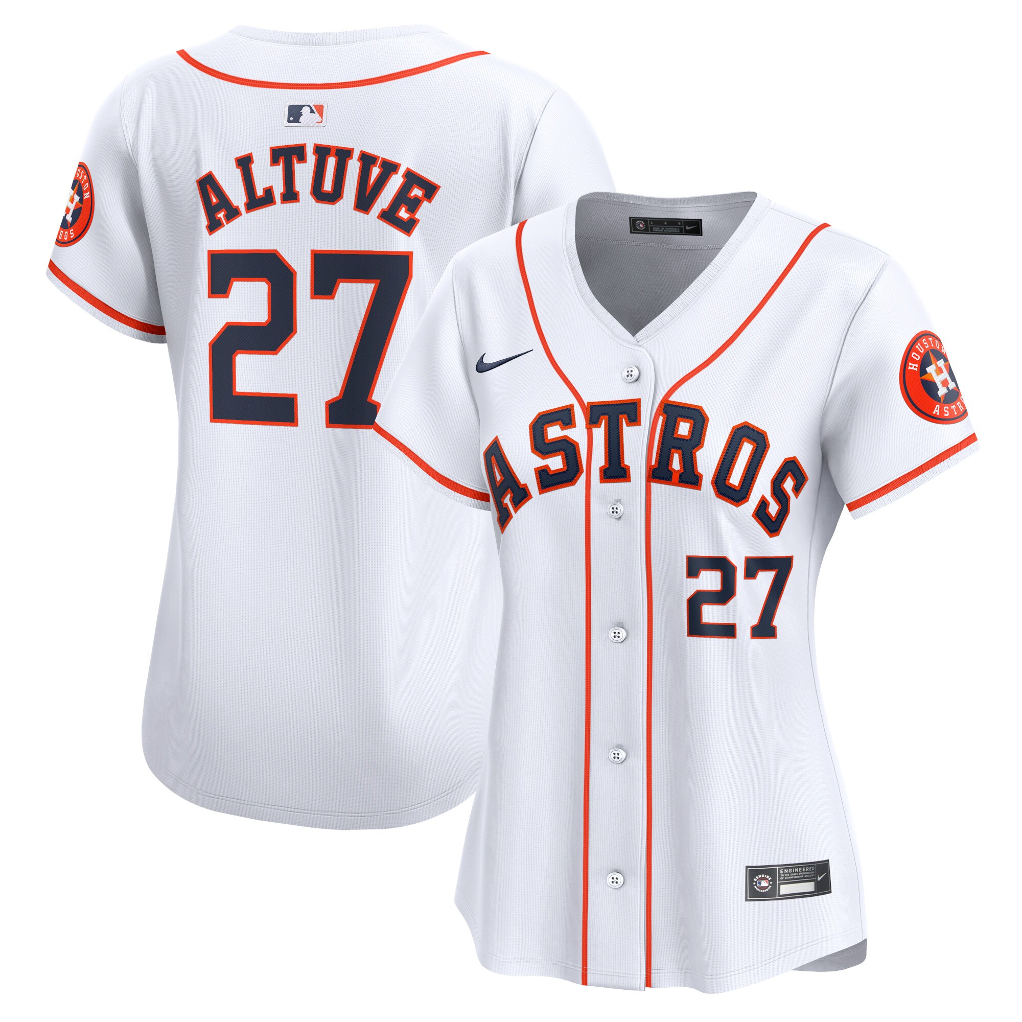 Women's Houston Astros Jose Altuve White Home Limited Player Baseball Jersey 