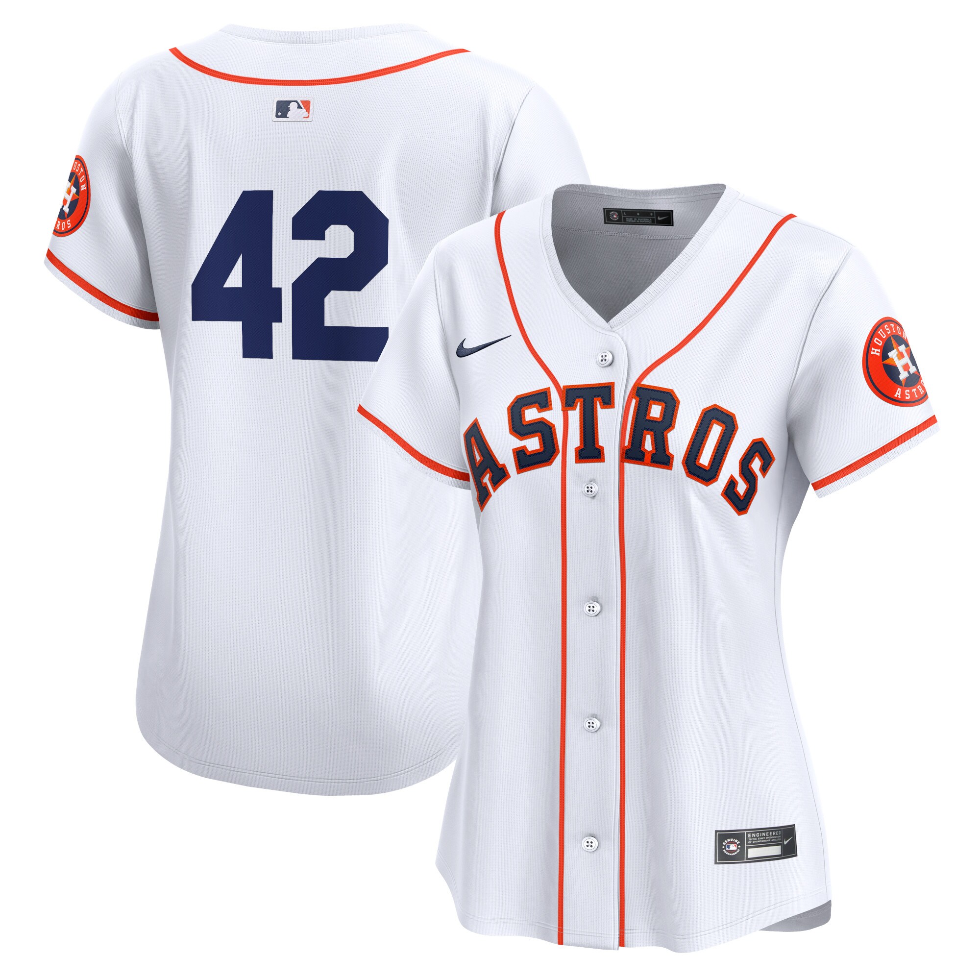 Women's Houston Astros White 2024 Jackie Robinson Day Home Limited Baseball Jersey 