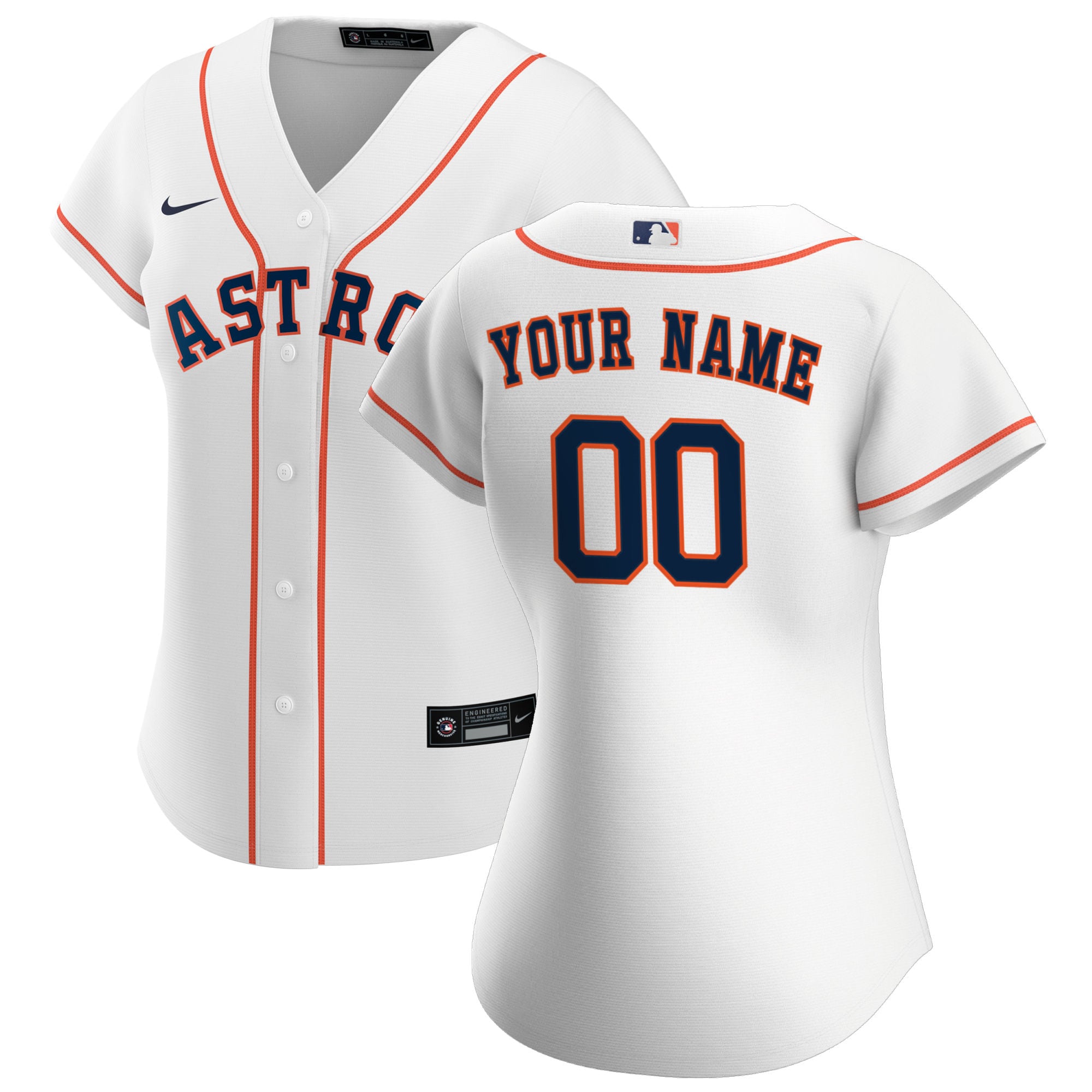 Women's Houston Astros White Home Custom Baseball Jersey 
