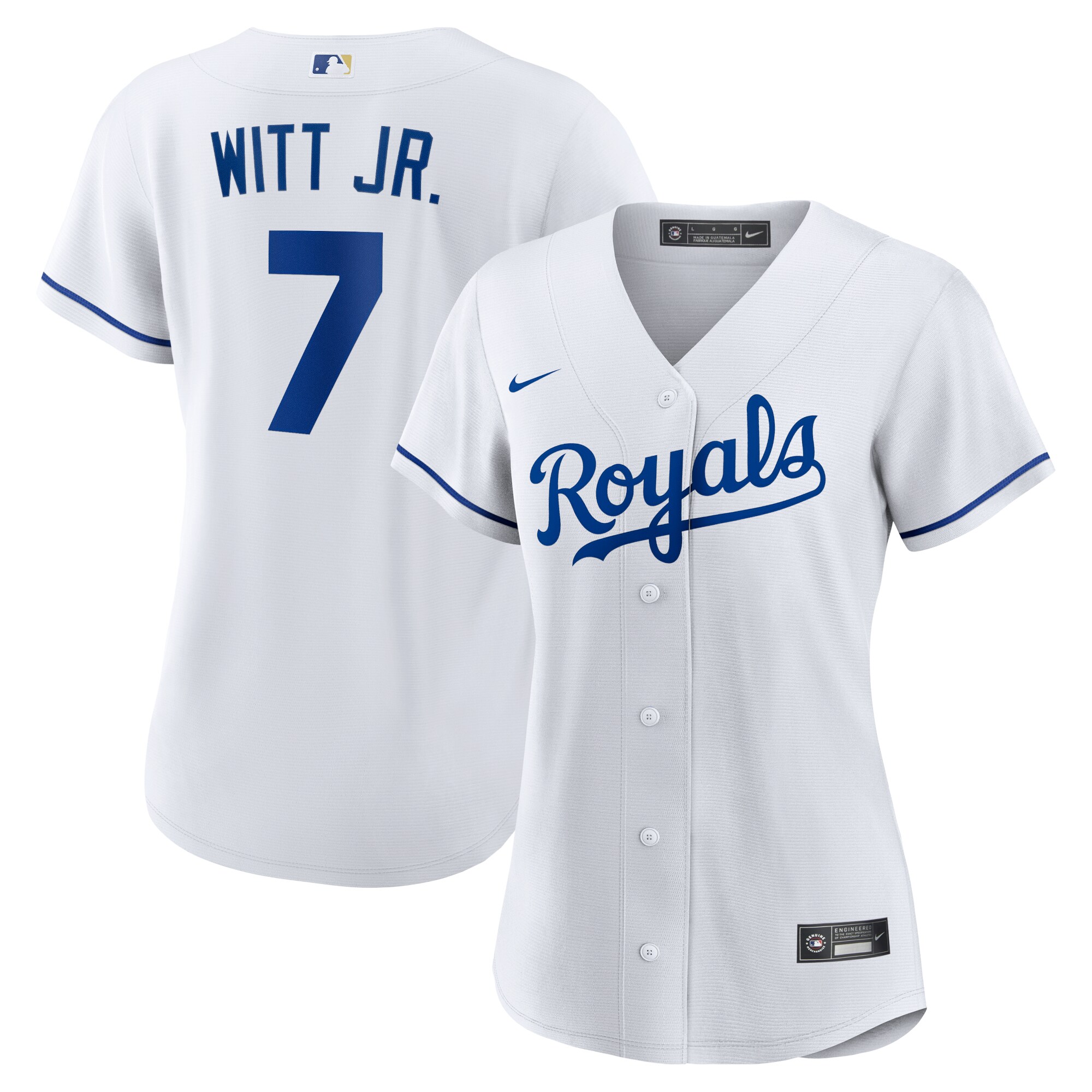 Women's Kansas City Royals Bobby Witt Jr. White Home Player Baseball Jersey 