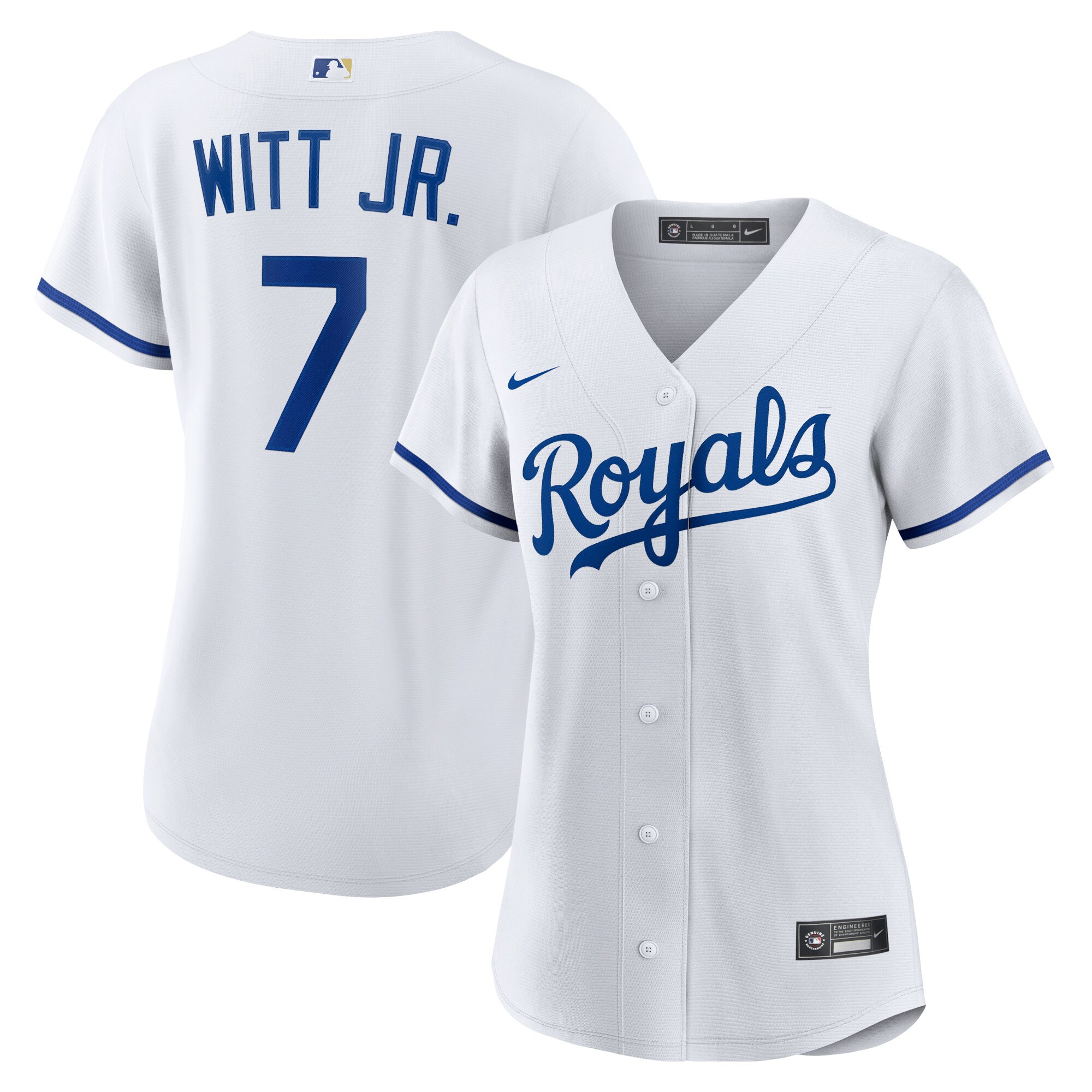Women's Kansas City Royals Bobby Witt Jr. White Home Player Baseball Jersey 