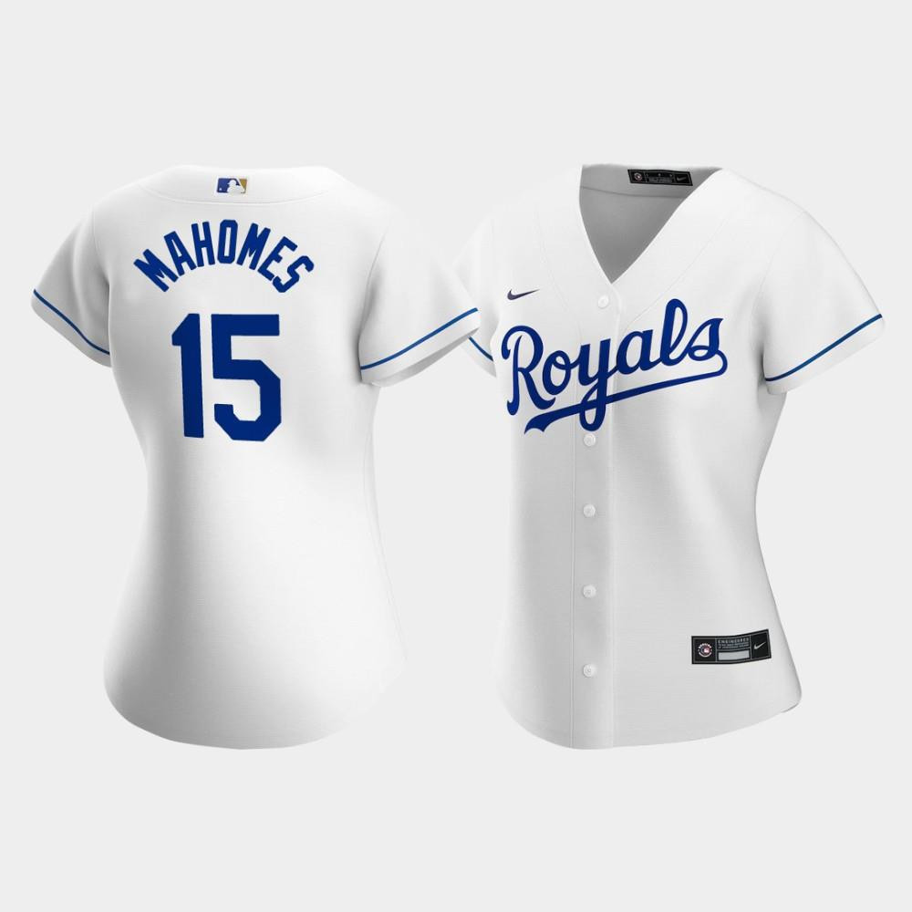 Women's Kansas City Royals Patrick Mahomes 15 White Home Player Baseball Jersey Baseball Jersey 