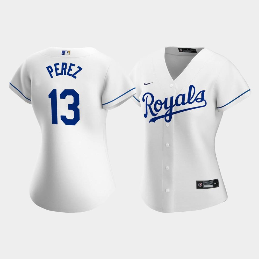 Women's Kansas City Royals Salvador Perez 13 White Home Player Baseball Jersey Baseball Jersey 