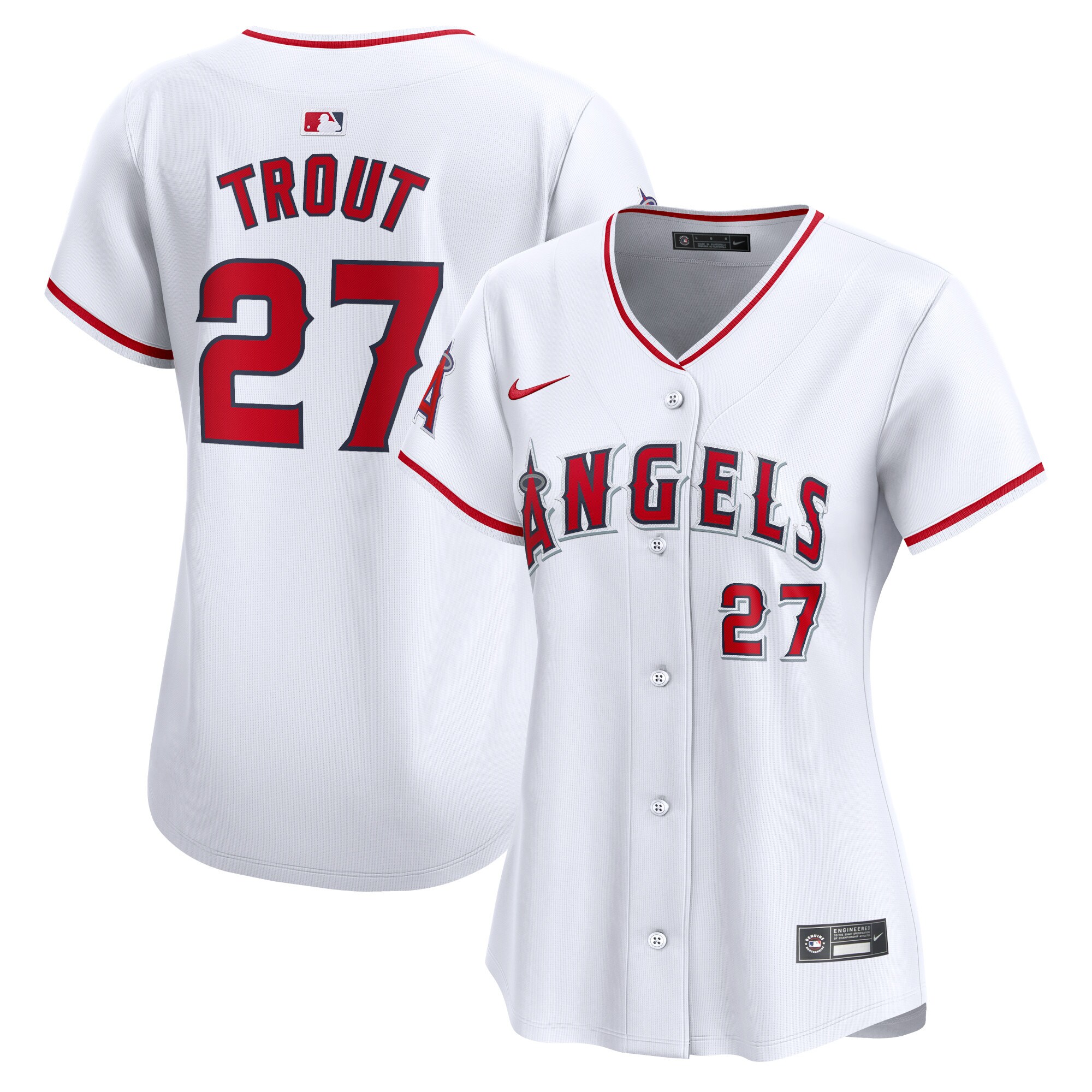 Women's Los Angeles Angels Mike Trout White Home Limited Player Jersey 