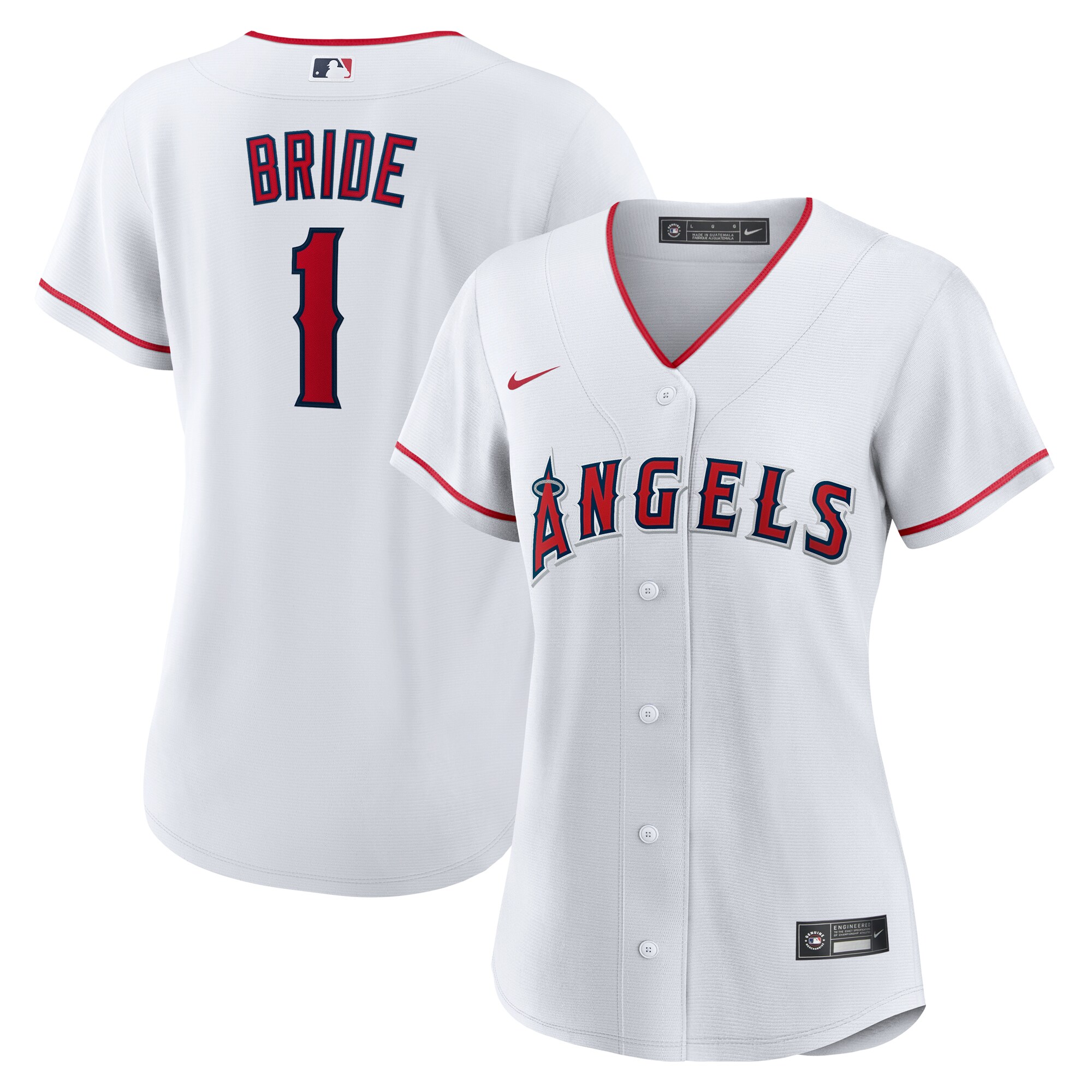 Women's Los Angeles Angels White #1 Bride Home Baseball Jersey 