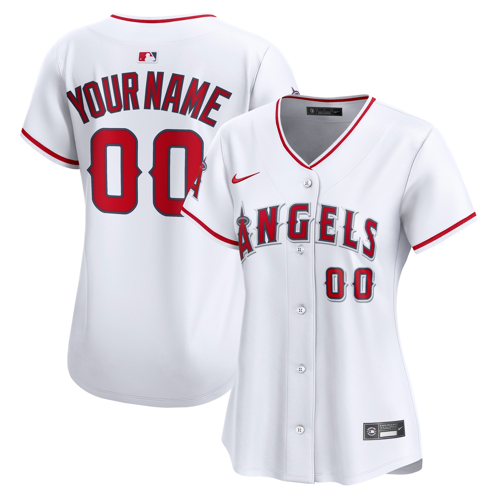 Women's Los Angeles Angels White Home Limited Custom Baseball Jersey 