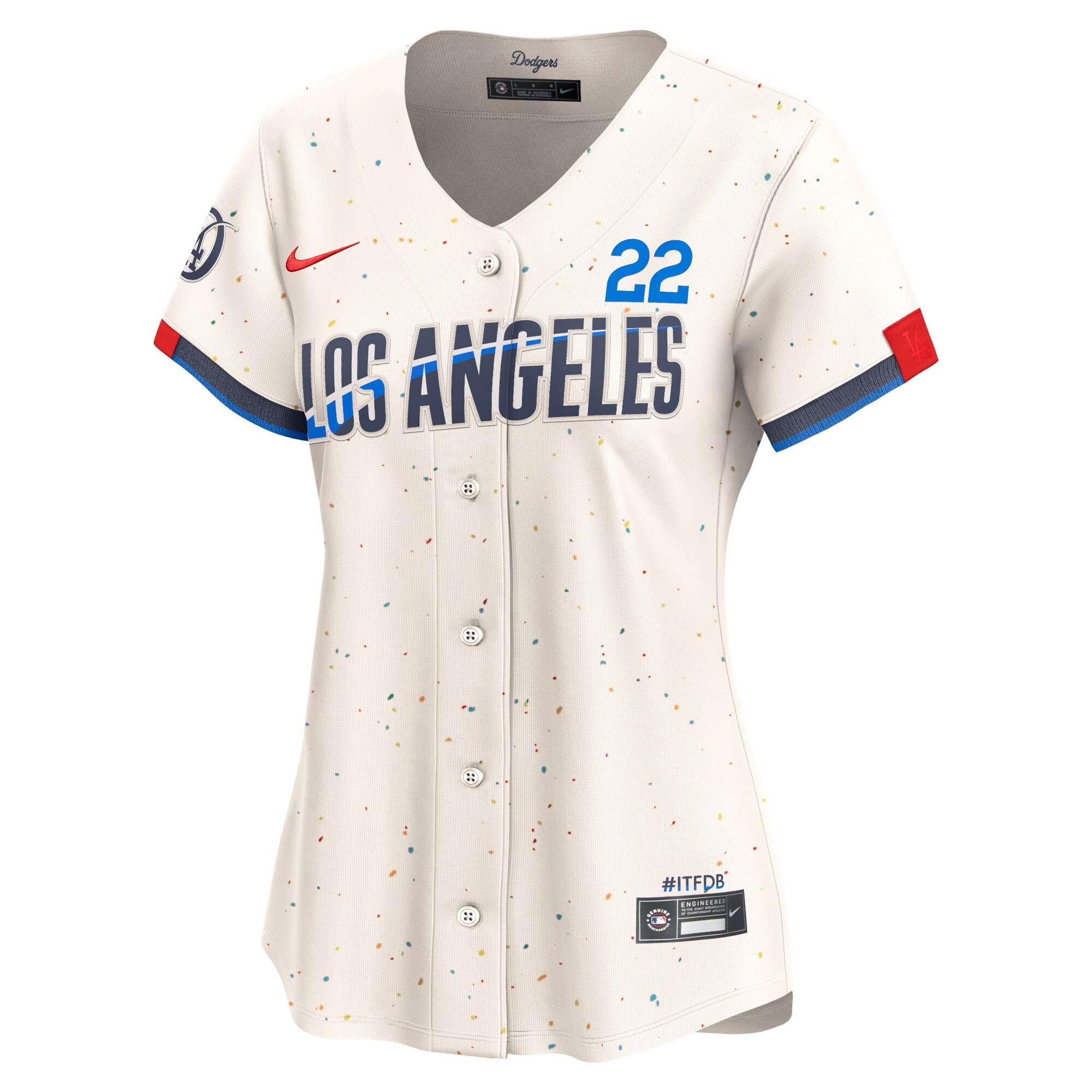 Alternative view of Women's Los Angeles Dodgers Clayton Kershaw Cream 2024 City Connect Limited Player Baseball Jersey 